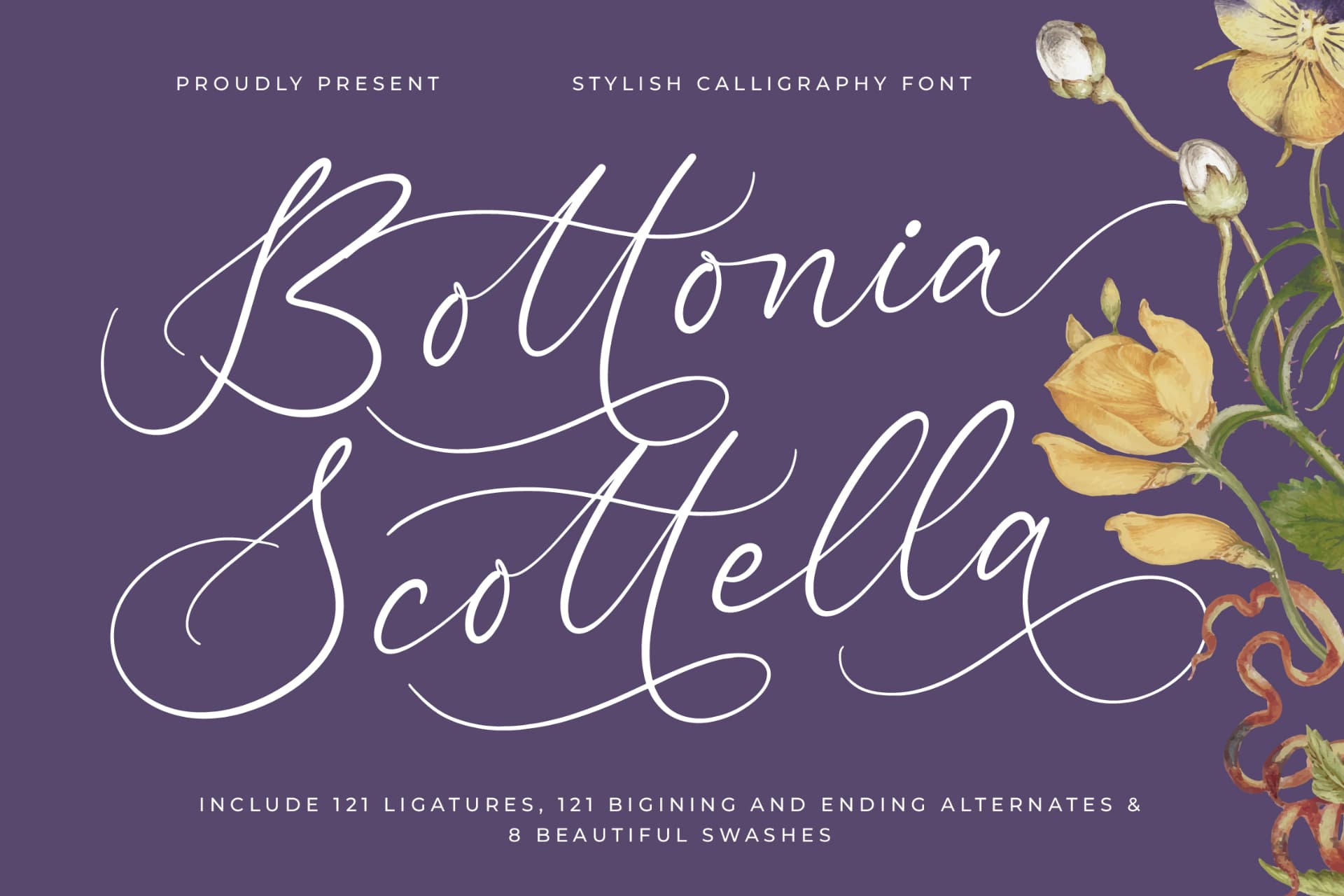 Preview of Bottonia Scottella - Stylish Calligraphy Font font