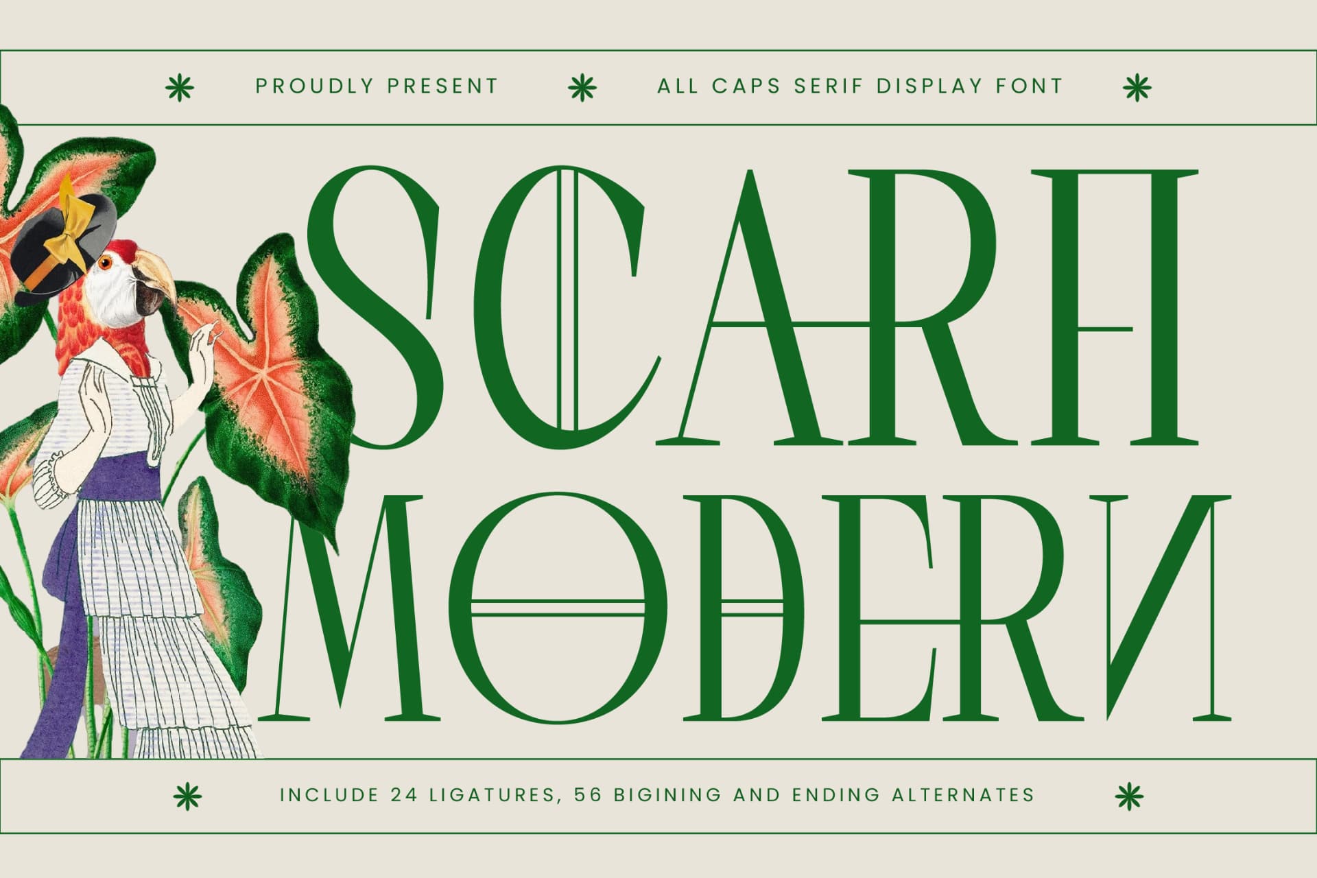 Preview of Scarfi Modern - All Caps Serif Display Font font