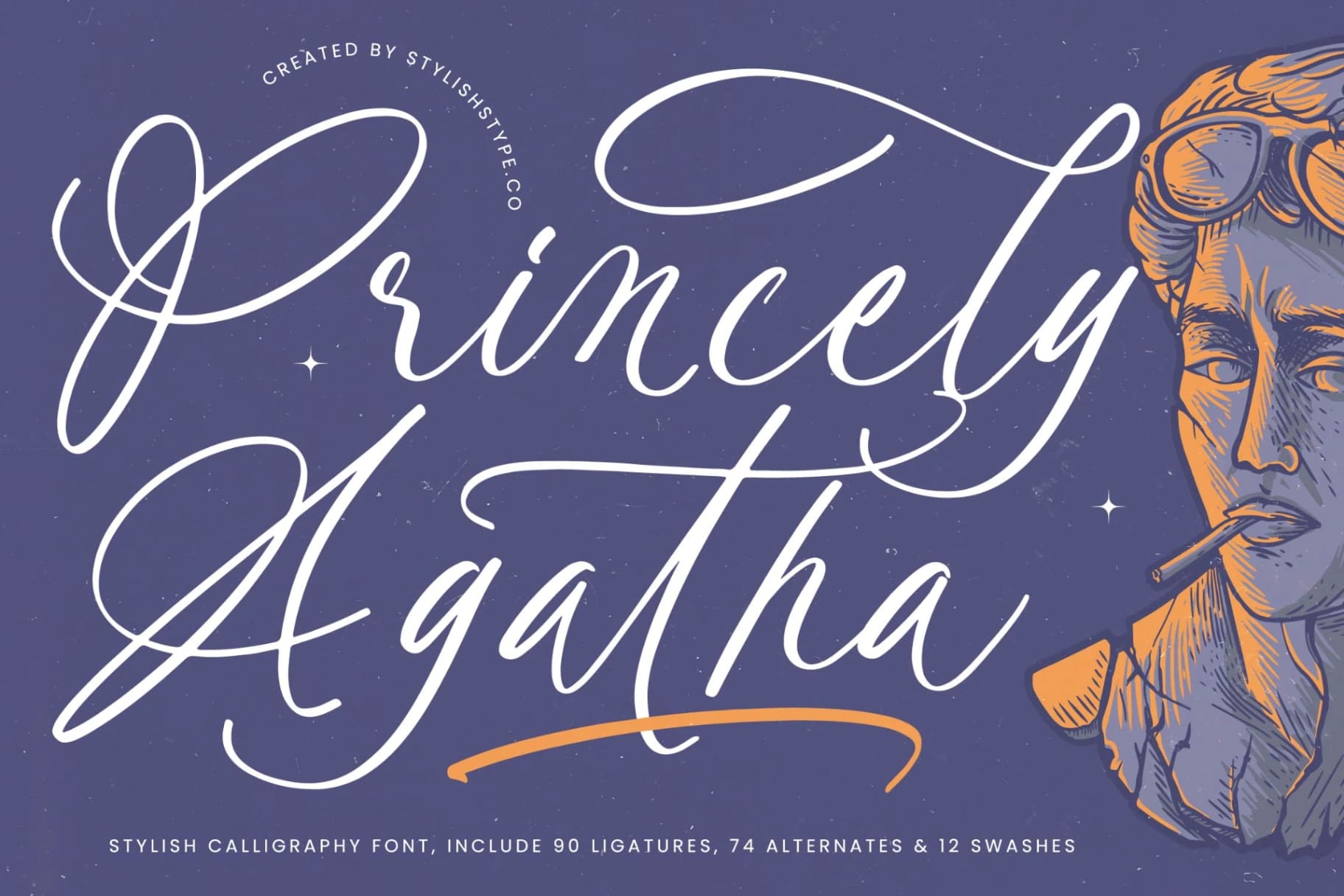Preview 1 for Princely Agatha - Stylish Calligraphy Font