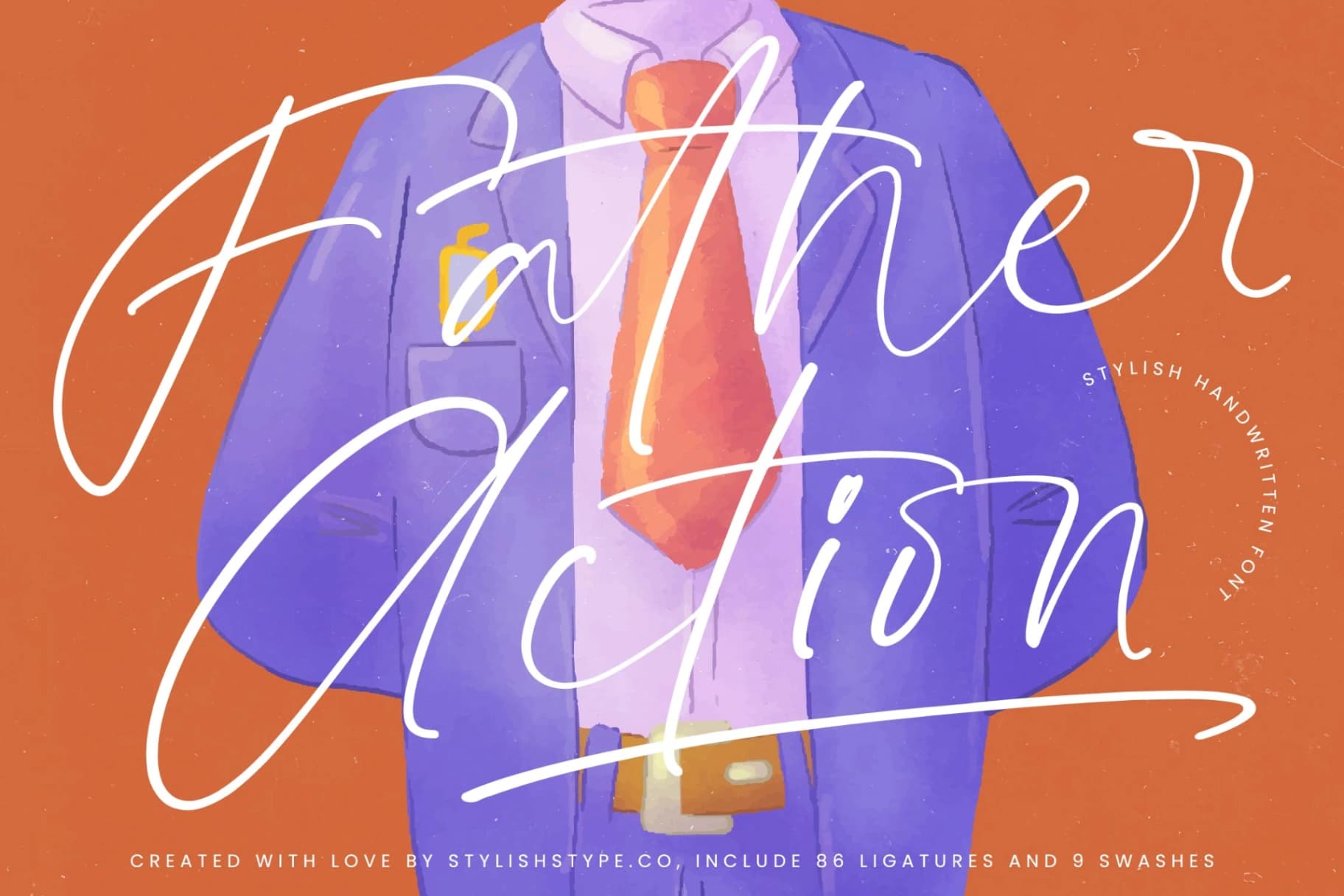 Preview of Father Action- Stylish Handwritten Font font