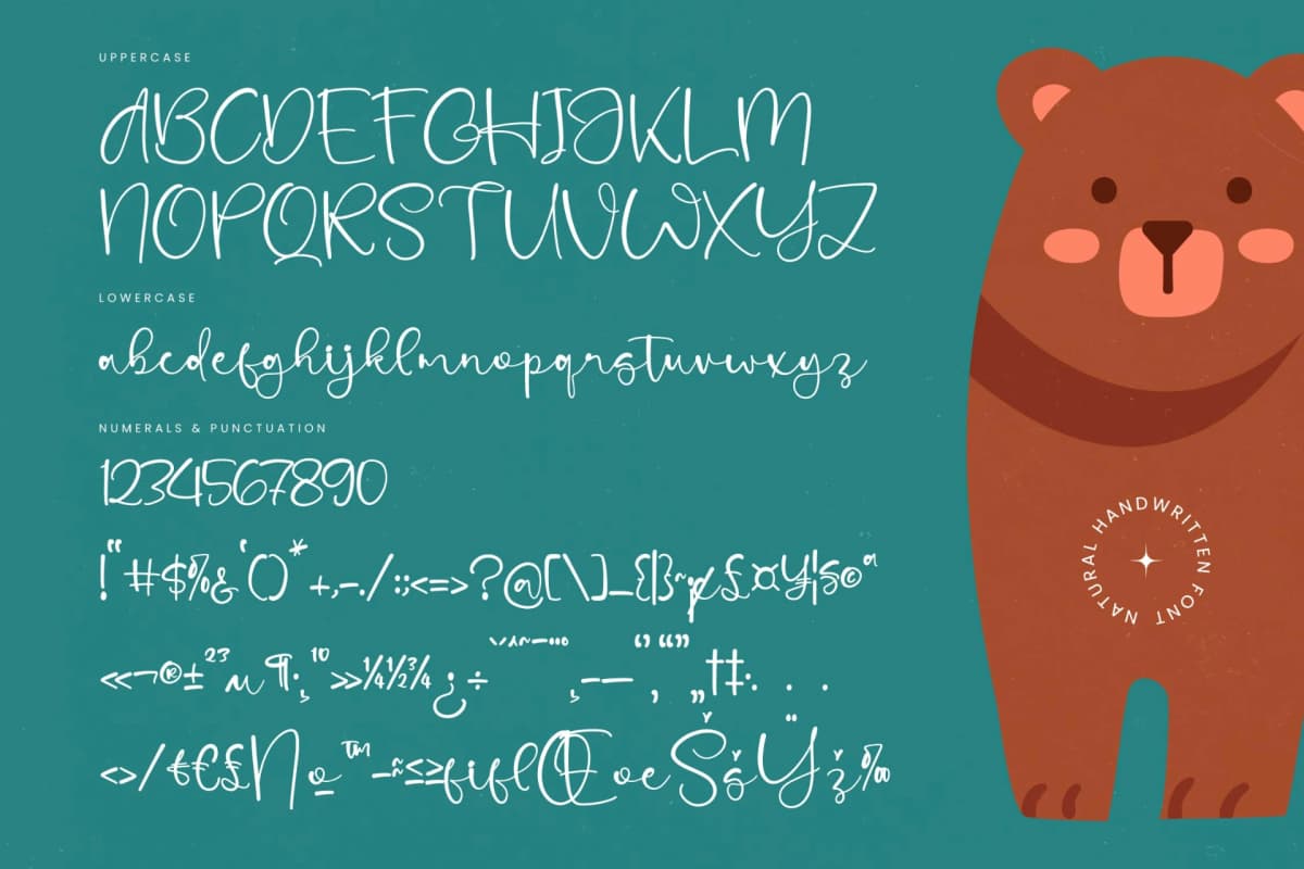 Bearcute Holistic - Natural Handwritten Font font preview 18