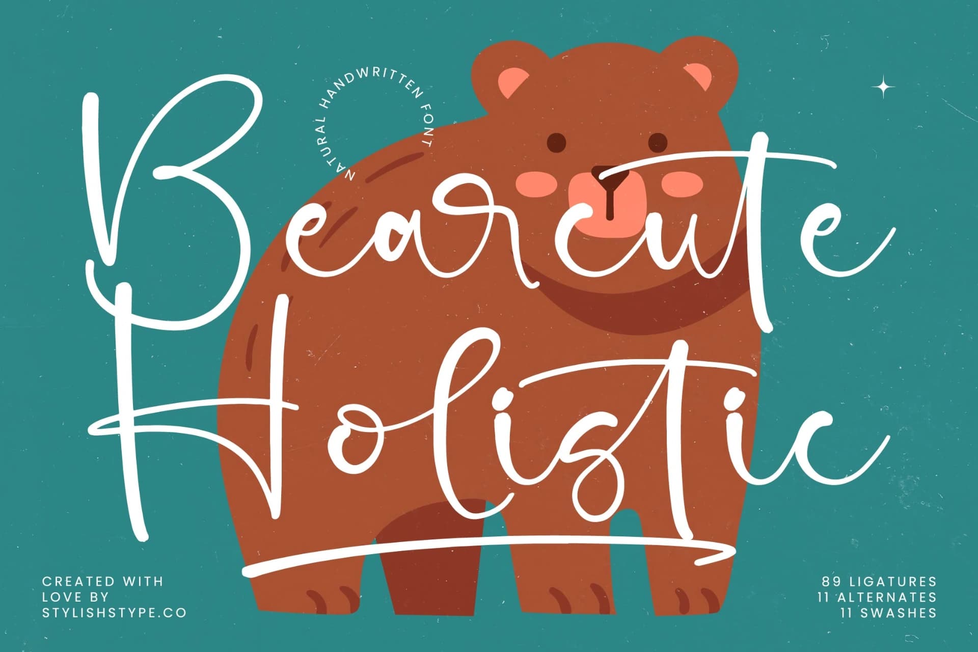 Preview of Bearcute Holistic - Natural Handwritten Font font