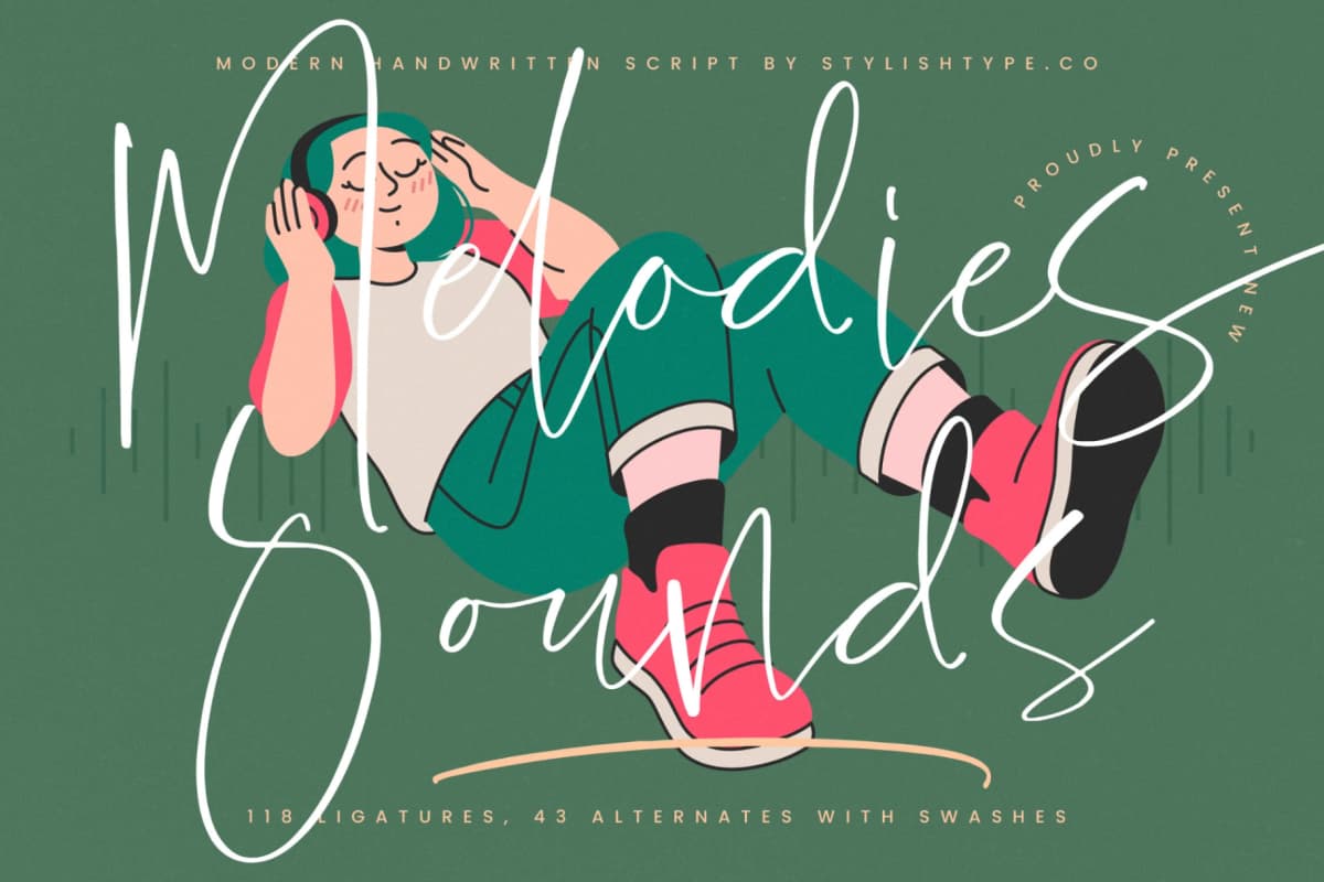 Melodies Sounds - Modern Handwritten Script font preview