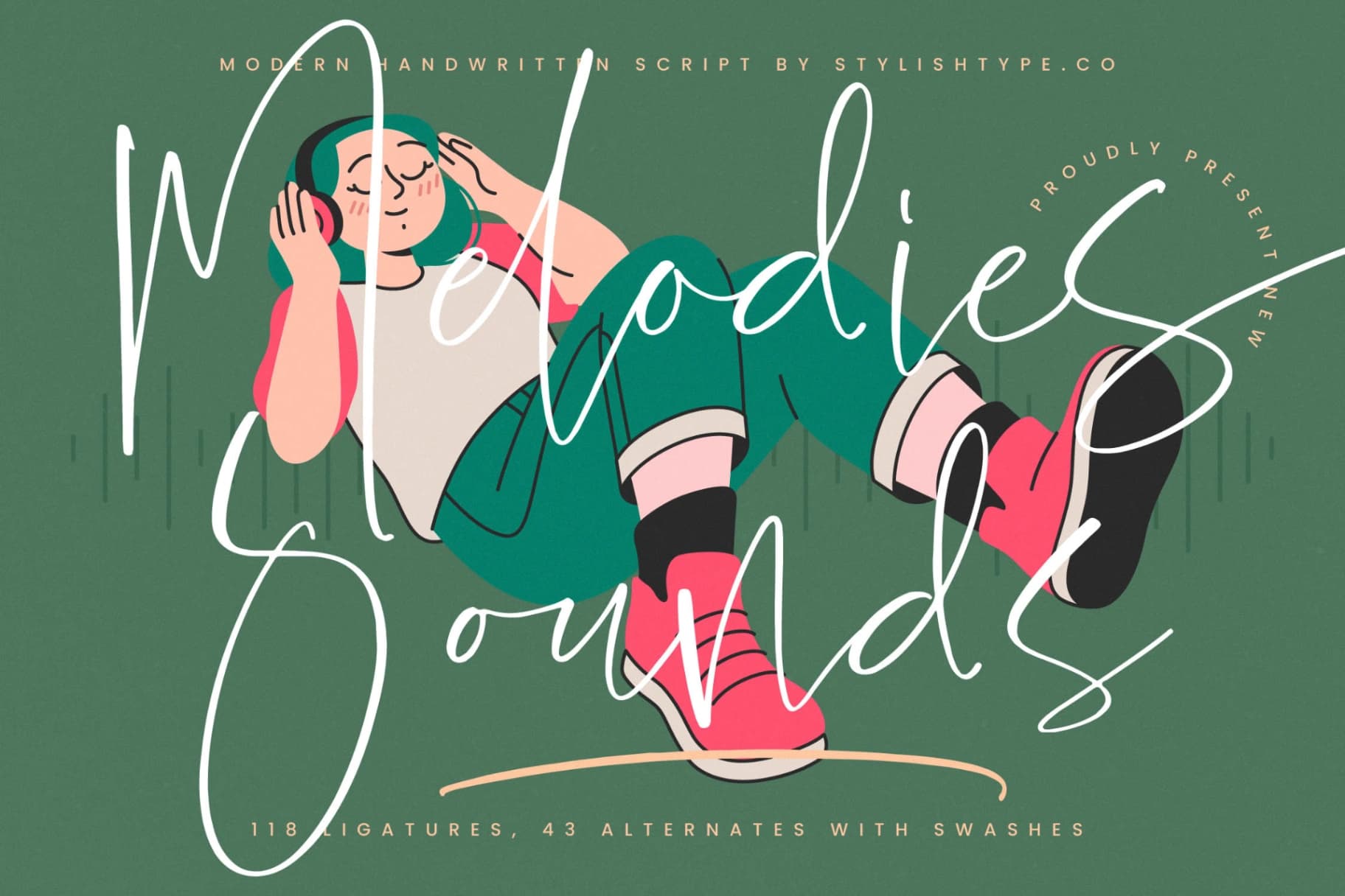 Preview of Melodies Sounds - Modern Handwritten Script font