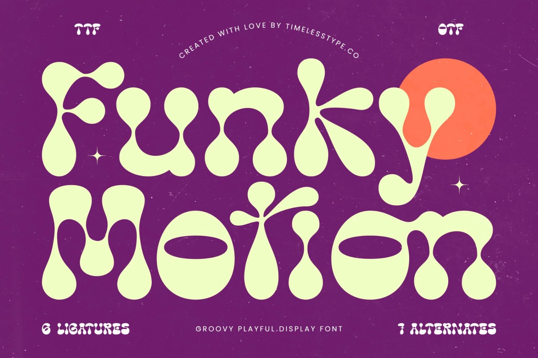 Preview of Funky Motion - Groovy Playful Display Font font
