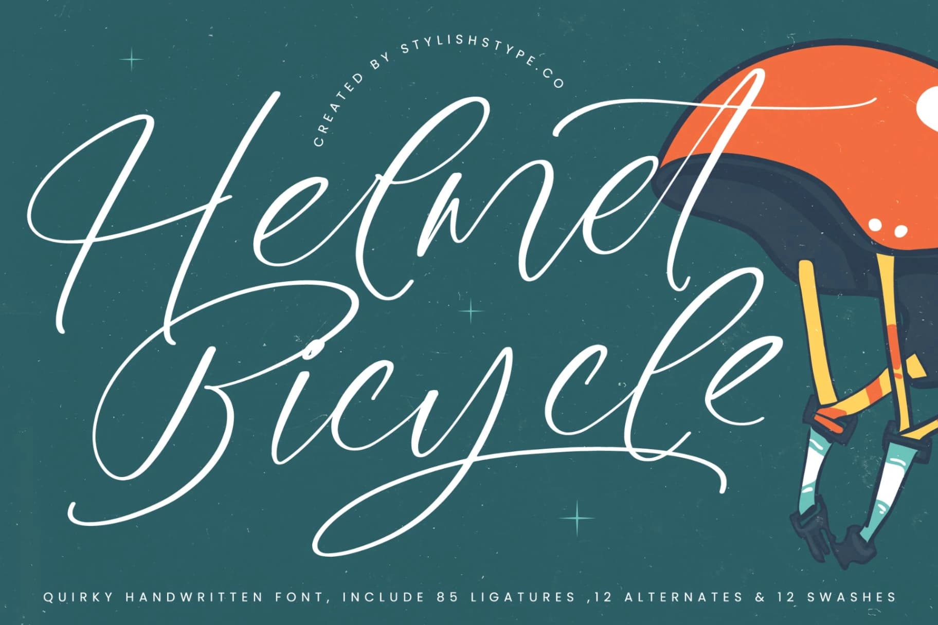 Preview of Helmet Bicycle - Quirky Handwritten Script font