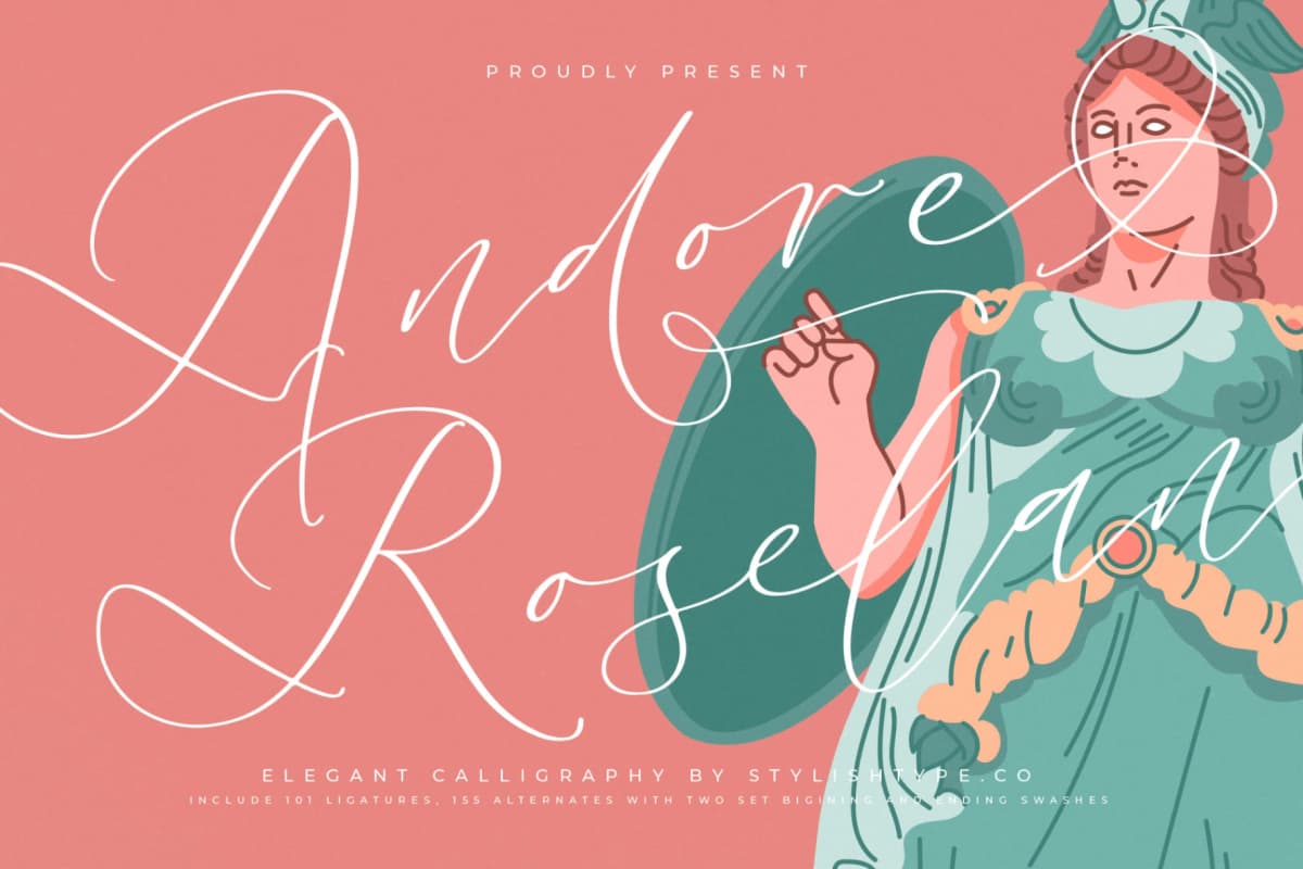 Andore Roselan - Elegant Calligraphy Script font preview