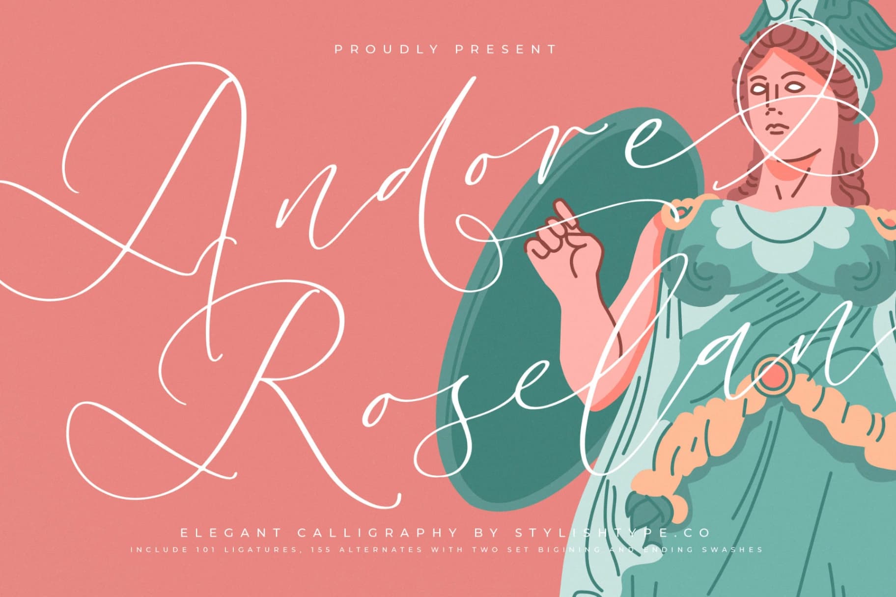 Preview of Andore Roselan - Elegant Calligraphy Script font