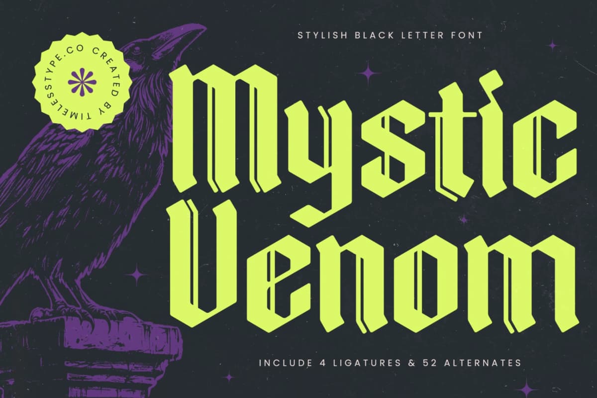 Mystic Venom - Stylish Blackletter Font font preview 1