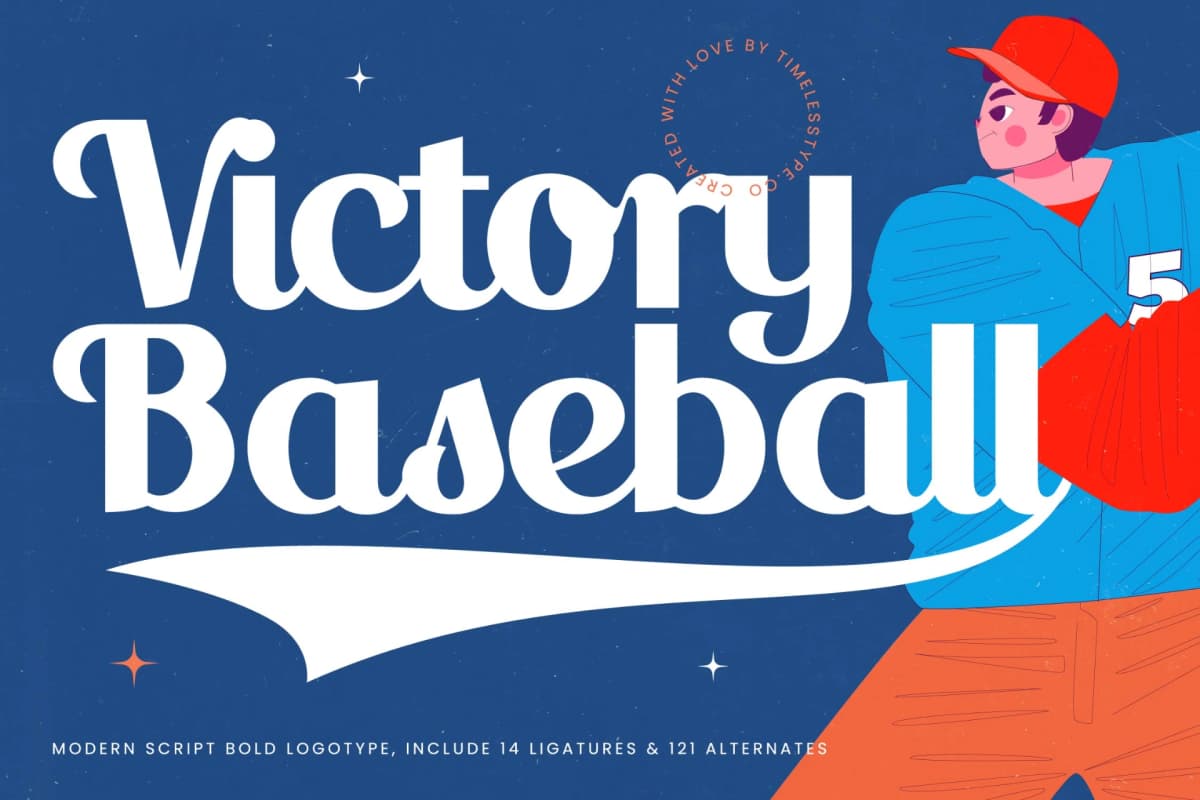 Victory Baseball - Modern Script Bold font preview 1