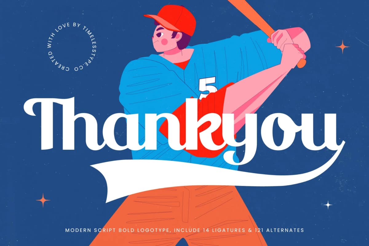 Victory Baseball - Modern Script Bold font preview 20