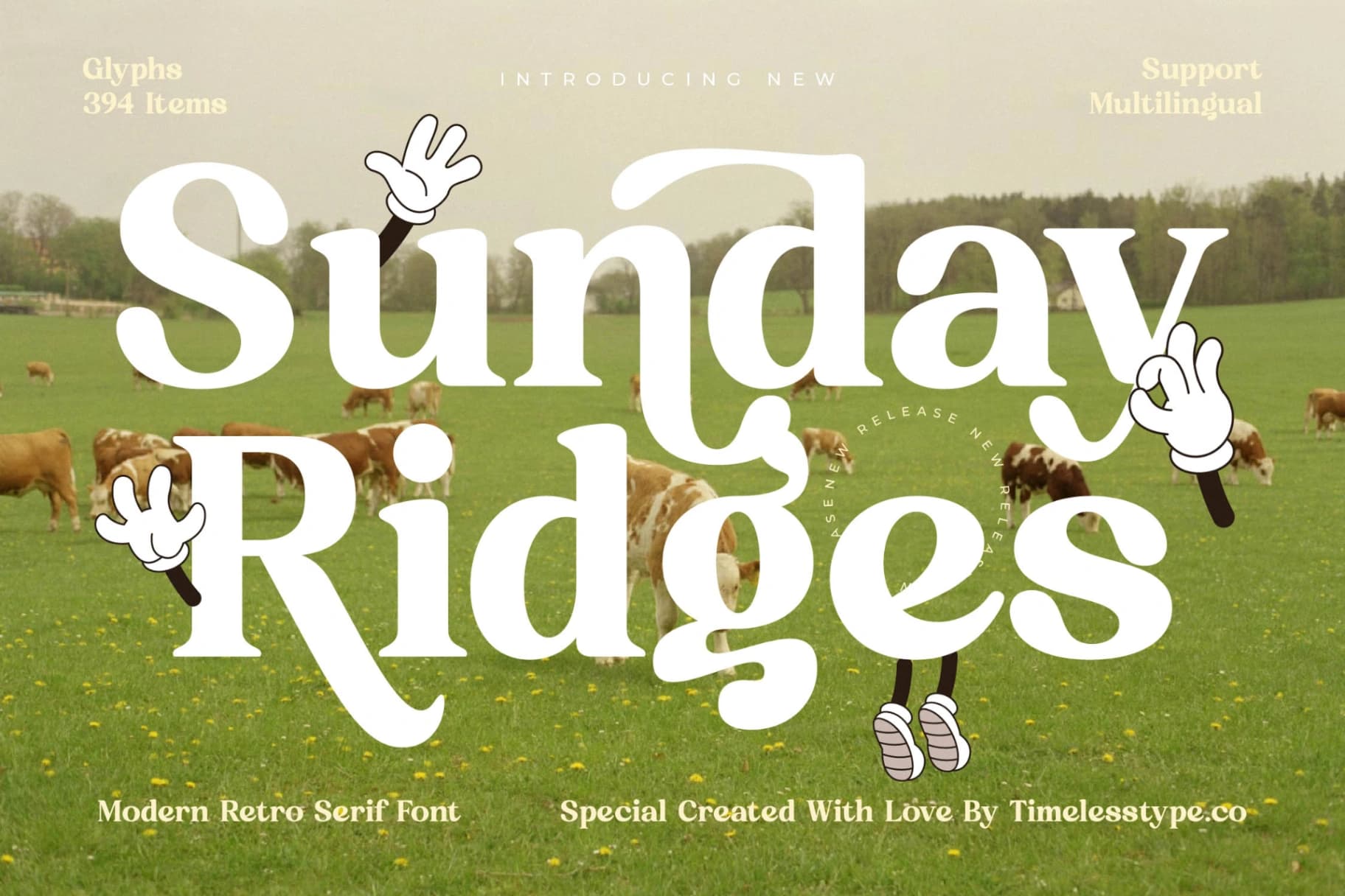 Preview of Sunday Ridges - Modern Retro Serif Font font