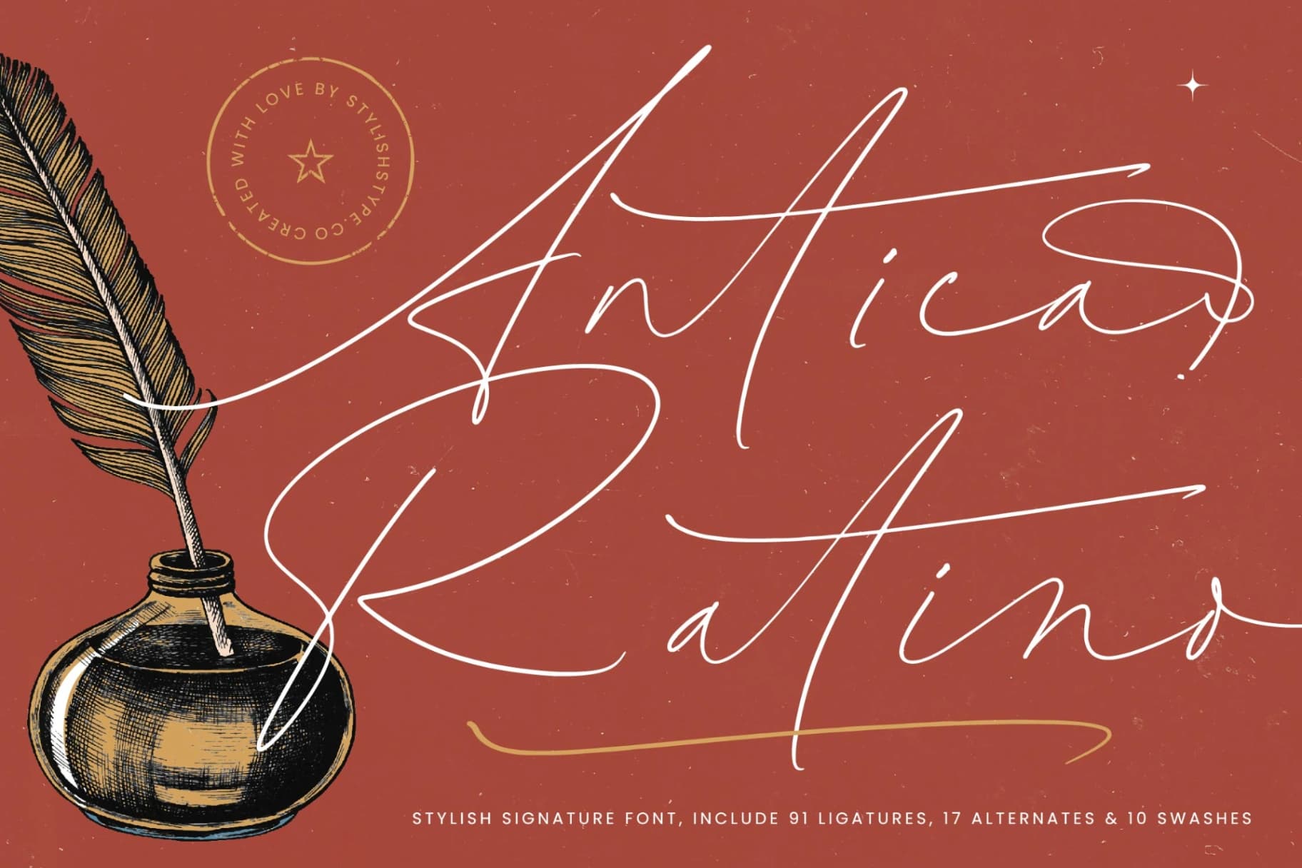 Preview of Antica Ratino - Stylish Signature Font font