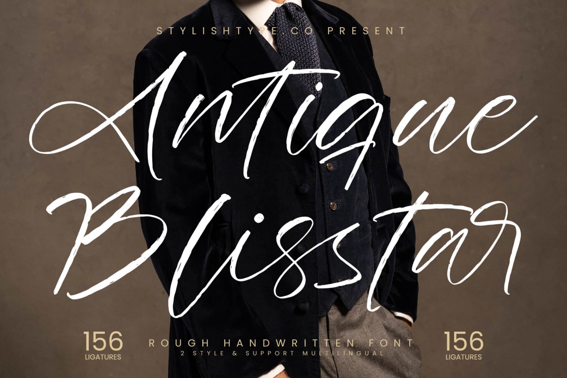 Preview of Antique Blisstar - Rough Handwritten Font font