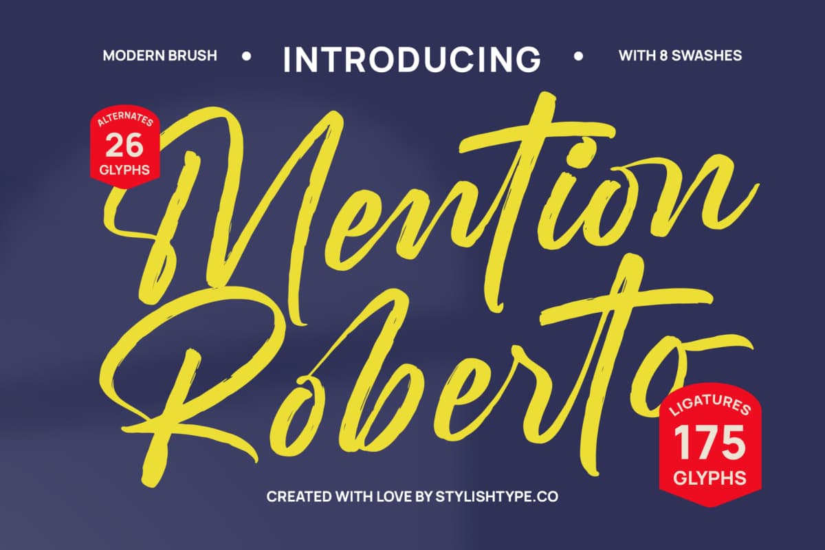Preview 1 for Mention Roberto - Modern Brush Font