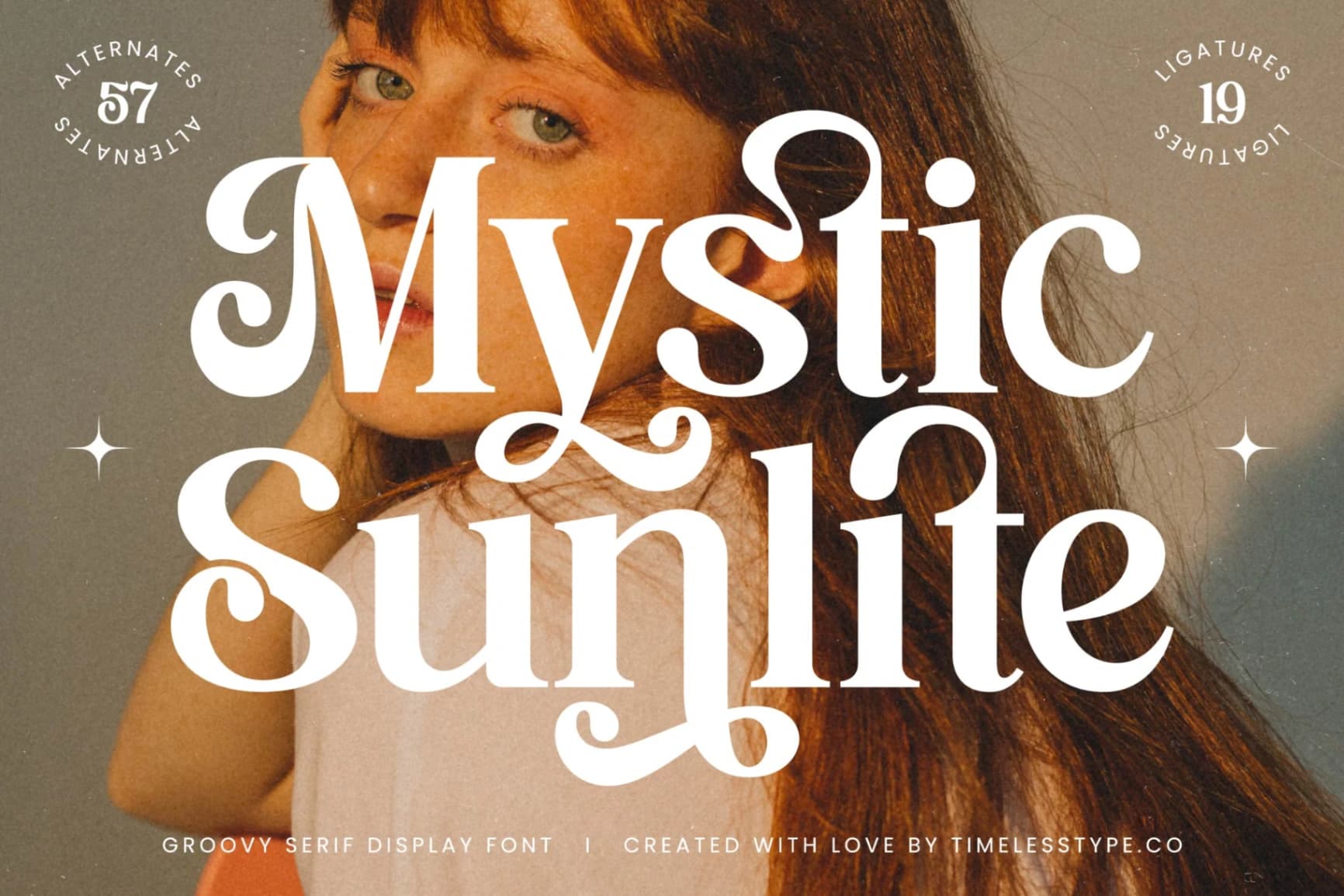Preview of Mystic Sunlite - Groovy Serif Display Font font
