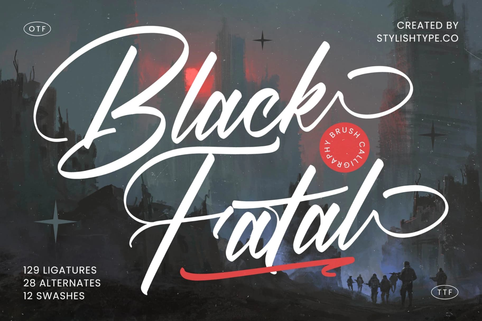 Preview of Black Fatal - Brush Calligraphy Font font