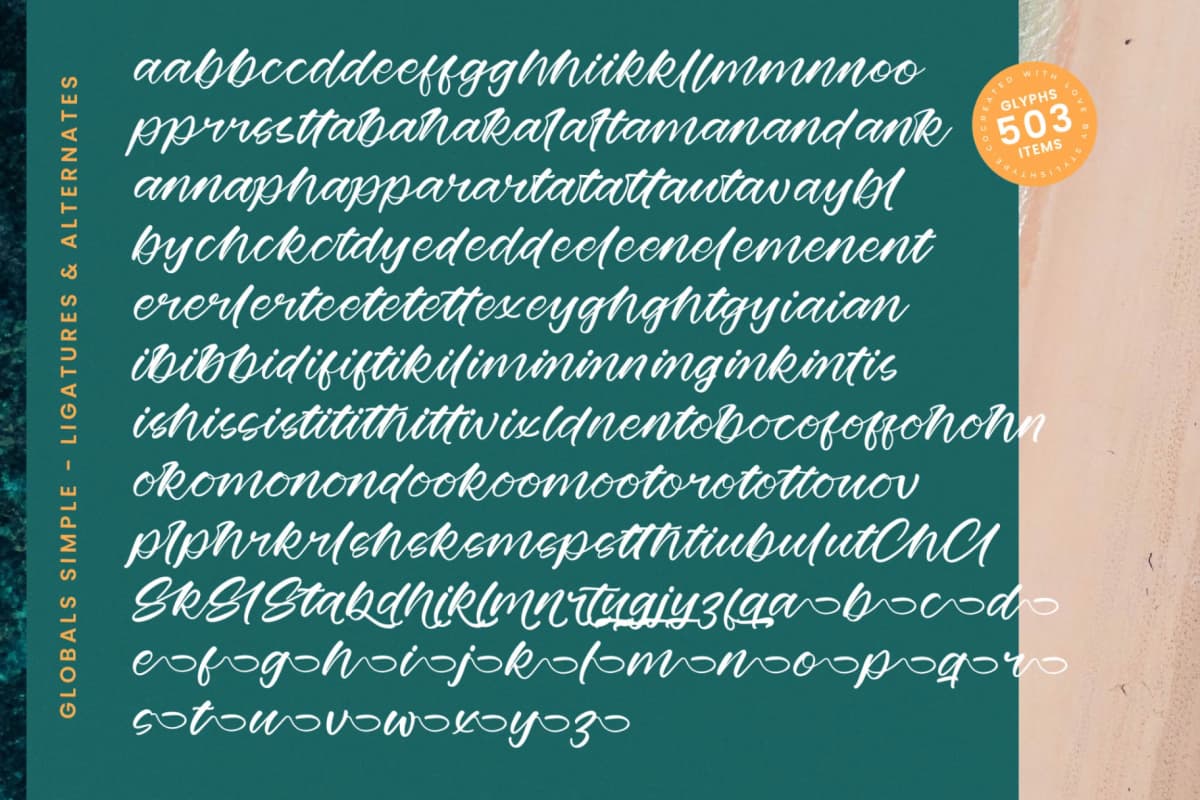 Globals Simple - Bold Calligraphy Script font preview 18