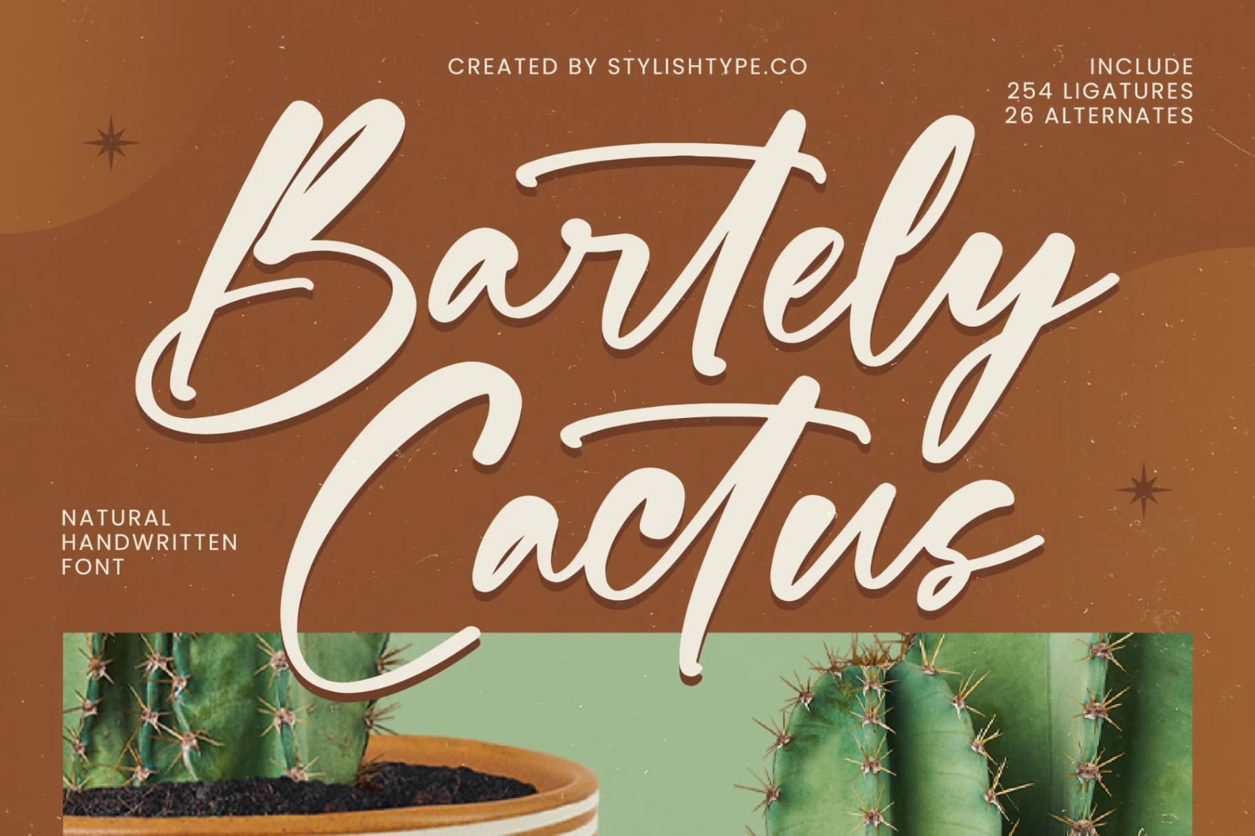 Preview of Bartely Cactus - Natural Handwritten Font font