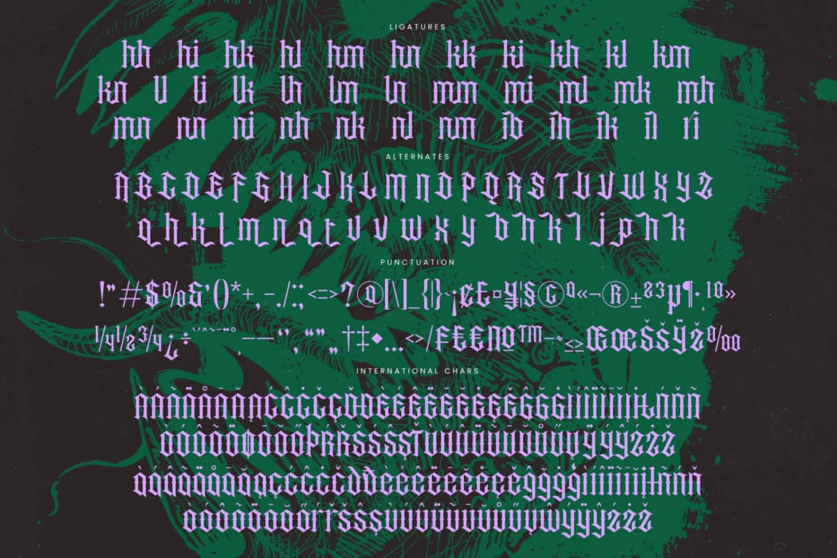Preview 19 for Recoil Backlash - Stylish Blacklatter Font