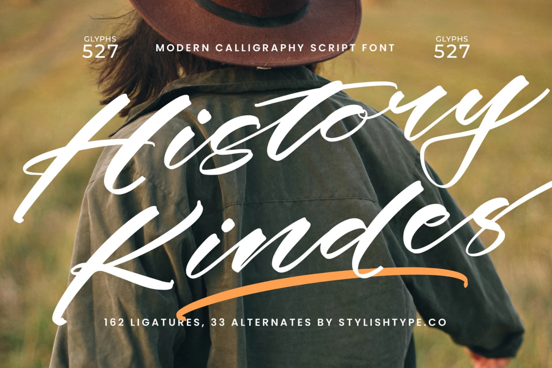 Preview of History Kindes - Modern Calligraphy Script Font font