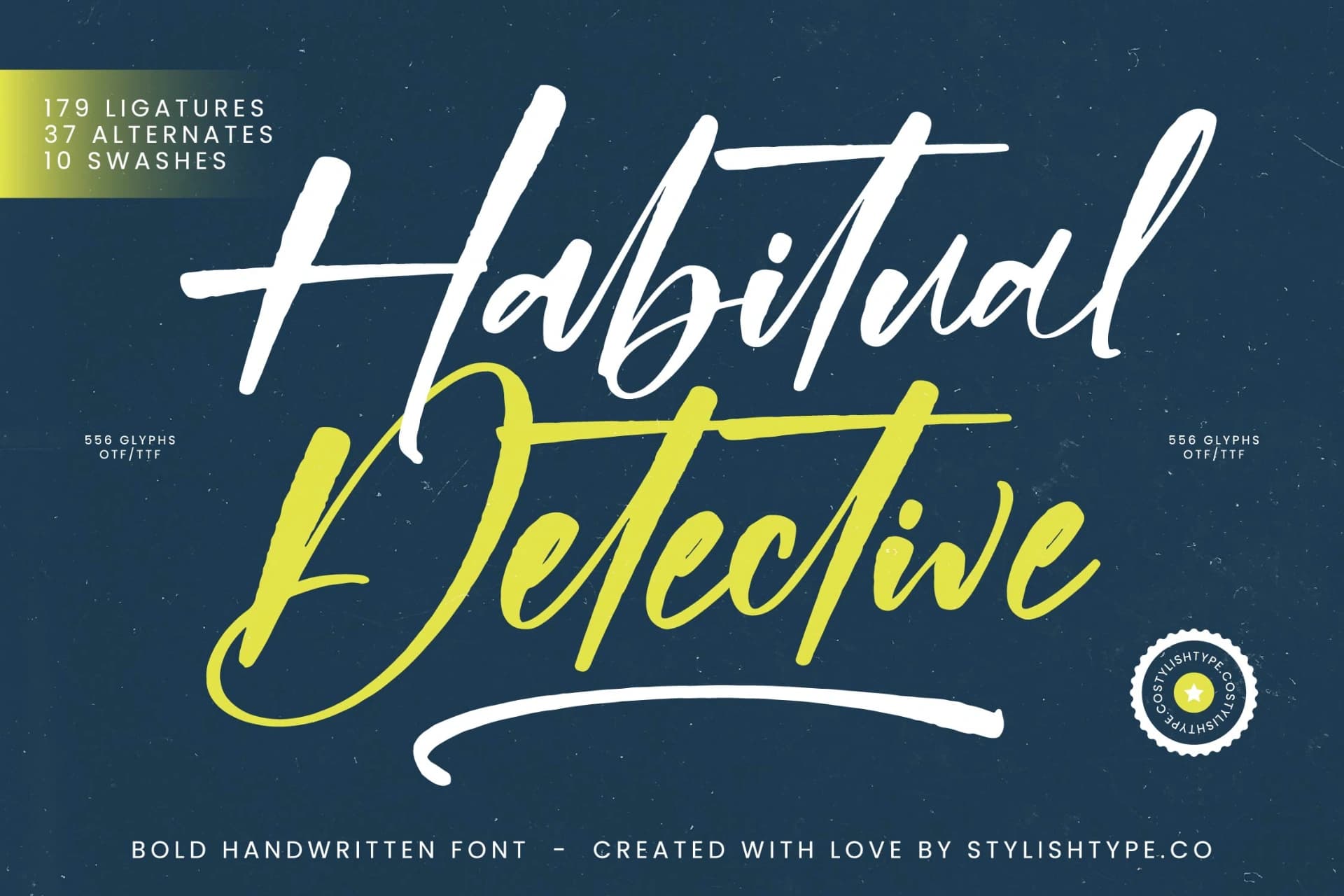 Preview of Habitual Detective - Bold Handwritten Font font