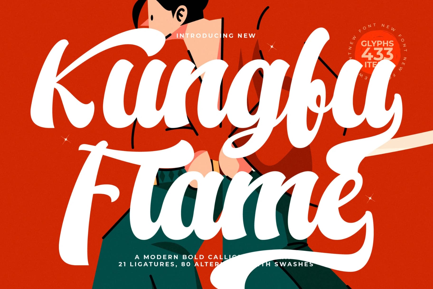 Preview 1 for Kungfu Flame - Modern Bold Calligraphy