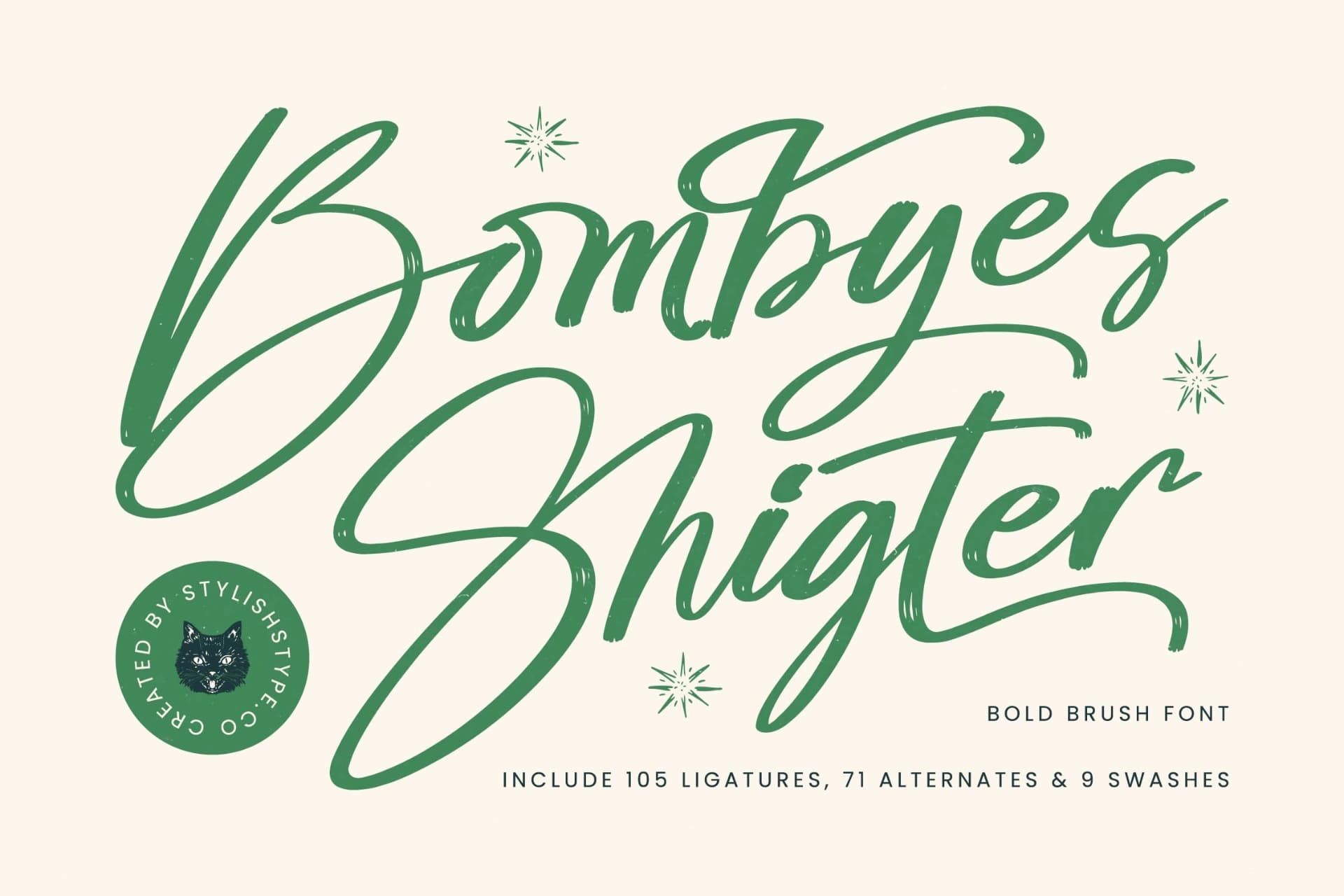 Preview of Bombyes Shigter - Bold Brush Font font