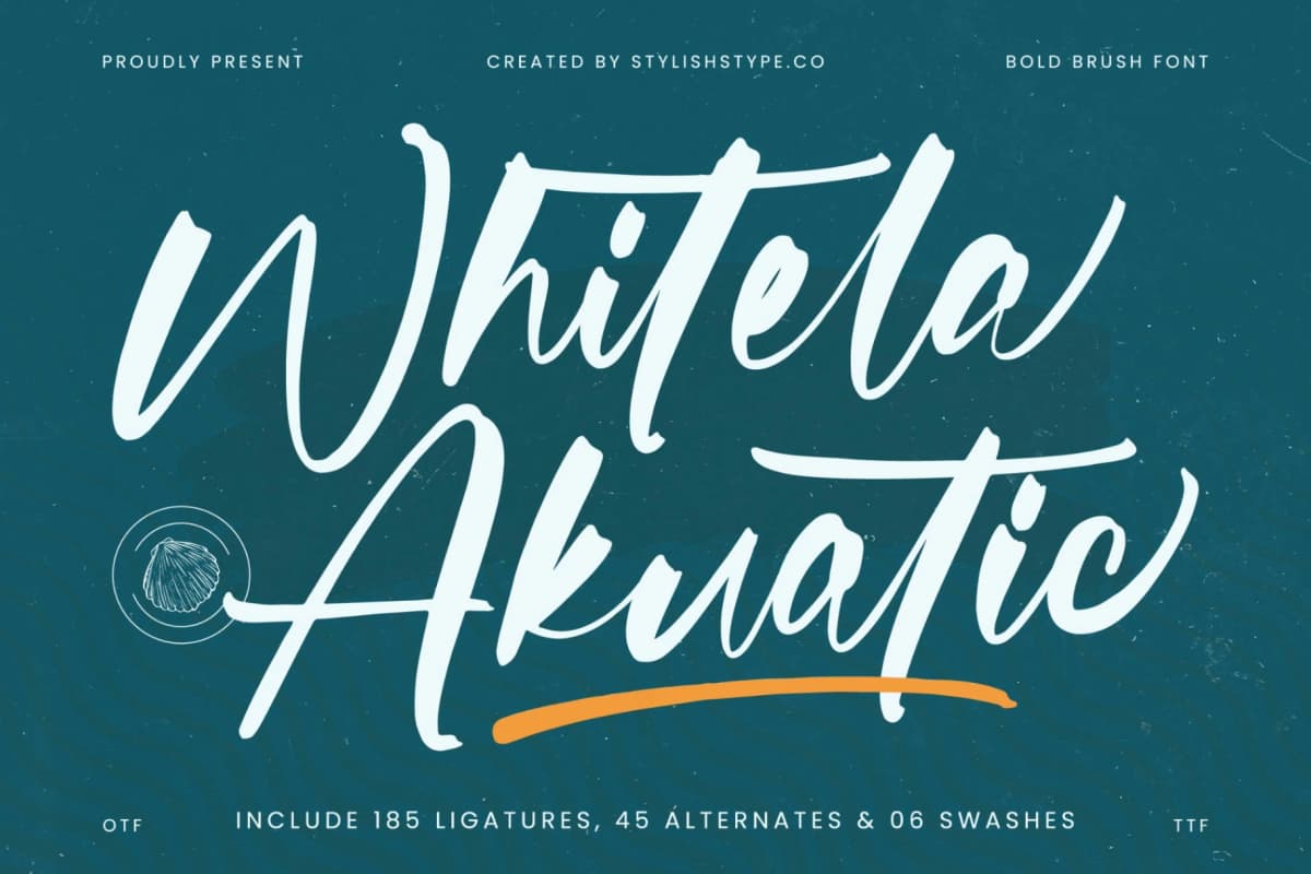 Whitela Akuatic - Bold Brush Font font preview