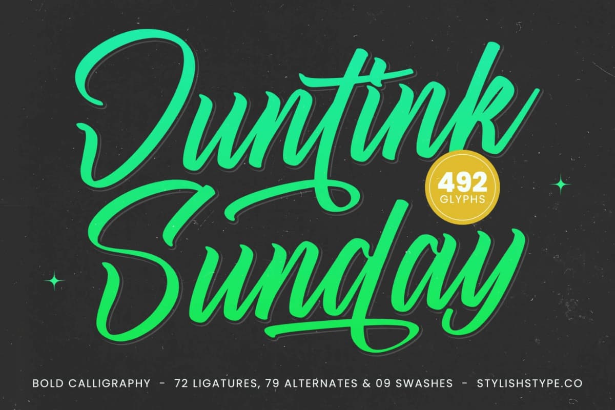 Juntink Sunday - Bold Calligraphy Font font preview