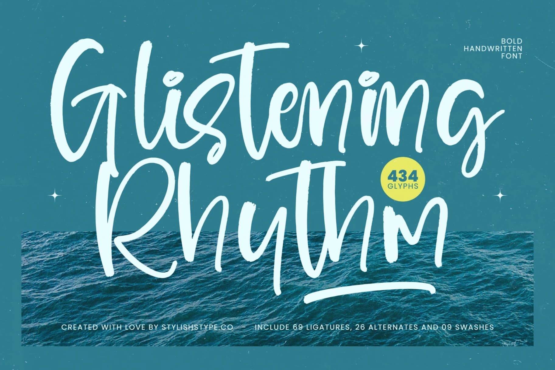 Preview of Glistening Rhythm - Bold Handwritten Font font