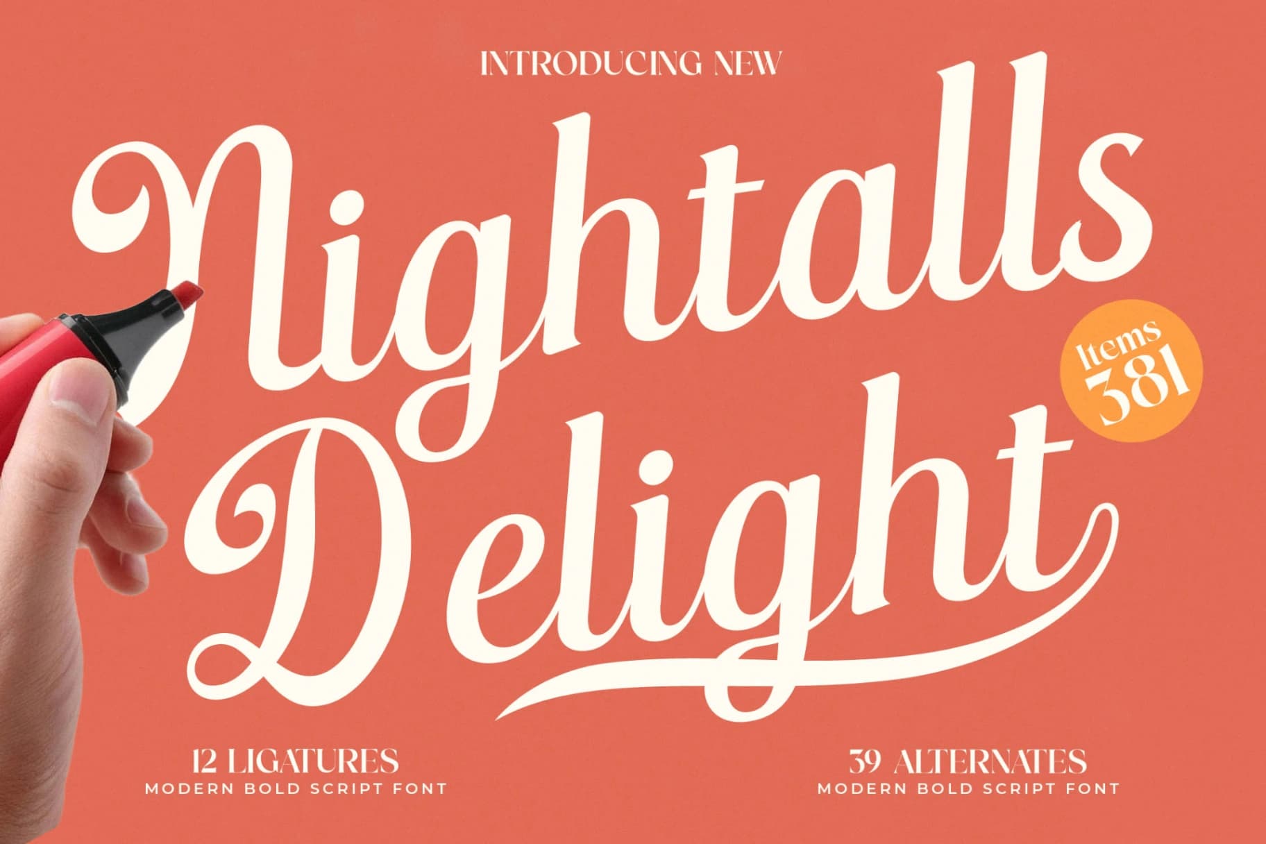 Preview of Nightalls Delight - Modern Bold Script Font font