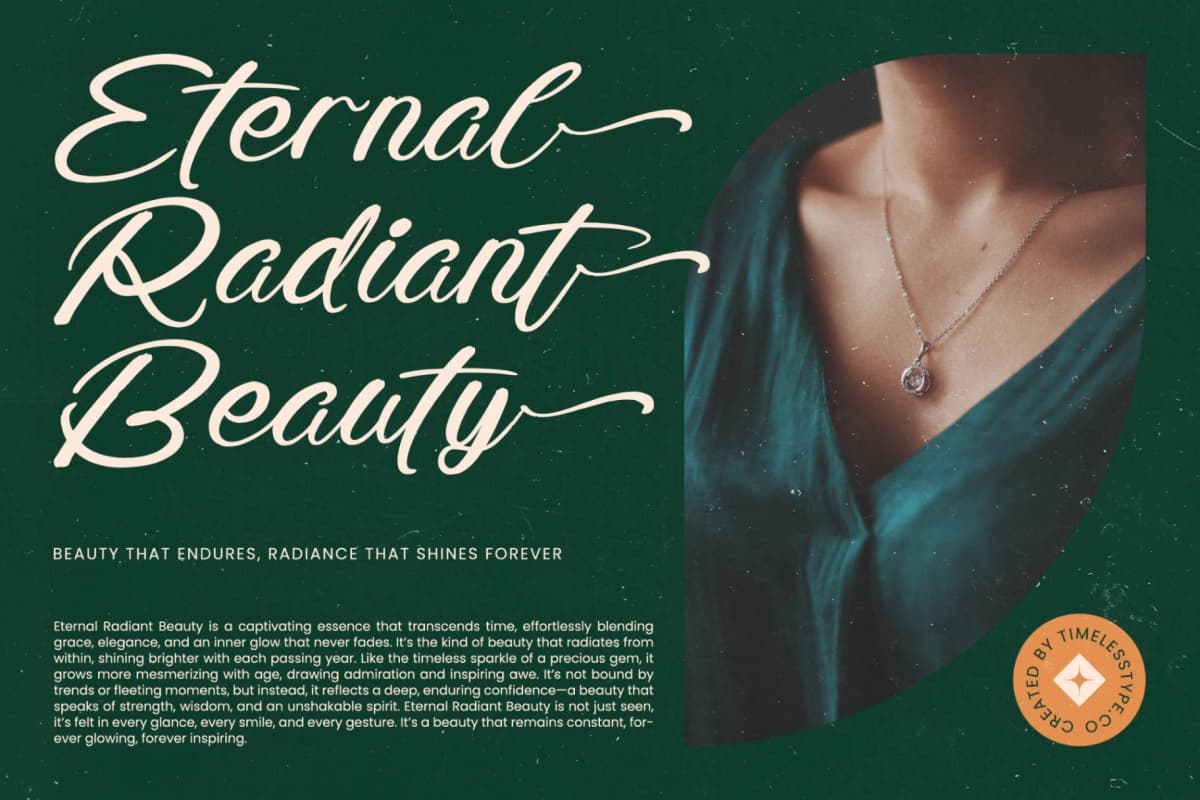Radiate Yethina - Modern Script Font font preview 15