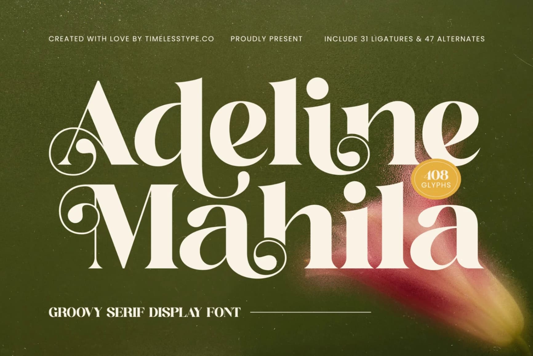 Preview of Adeline Mahila - Groovy Serif Display Font font