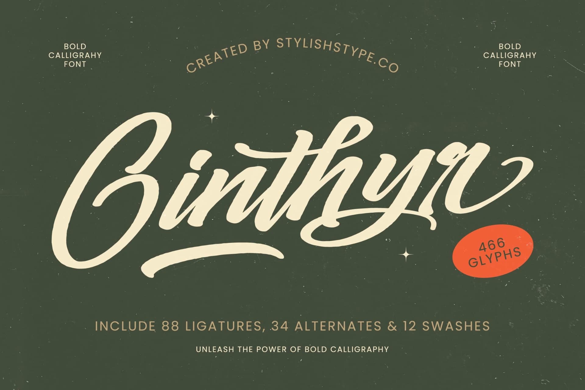Preview of Ginthyr - Bold Calligraphy Font font
