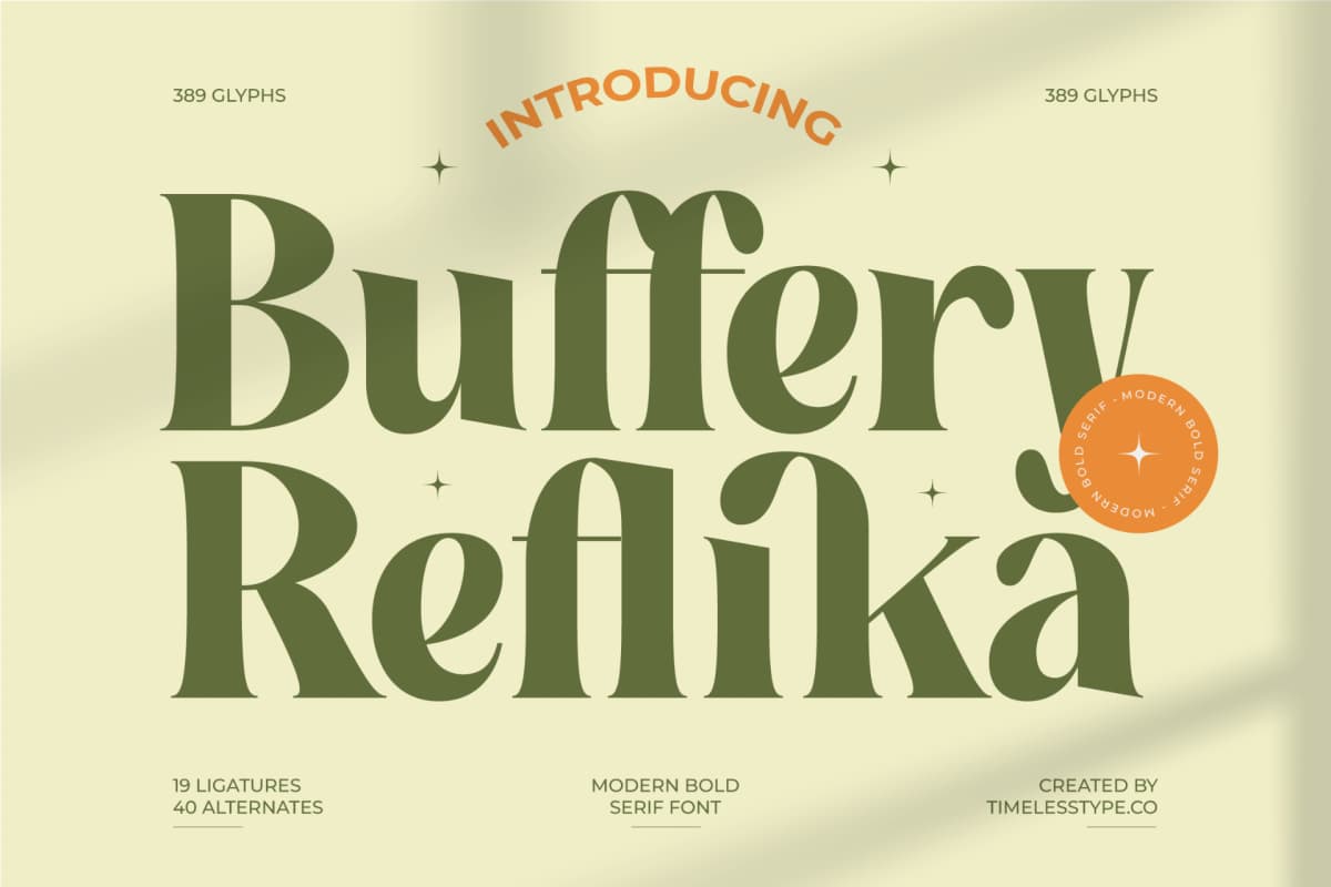 Buffery Reflika - Modern Bold Serif Font font preview 1