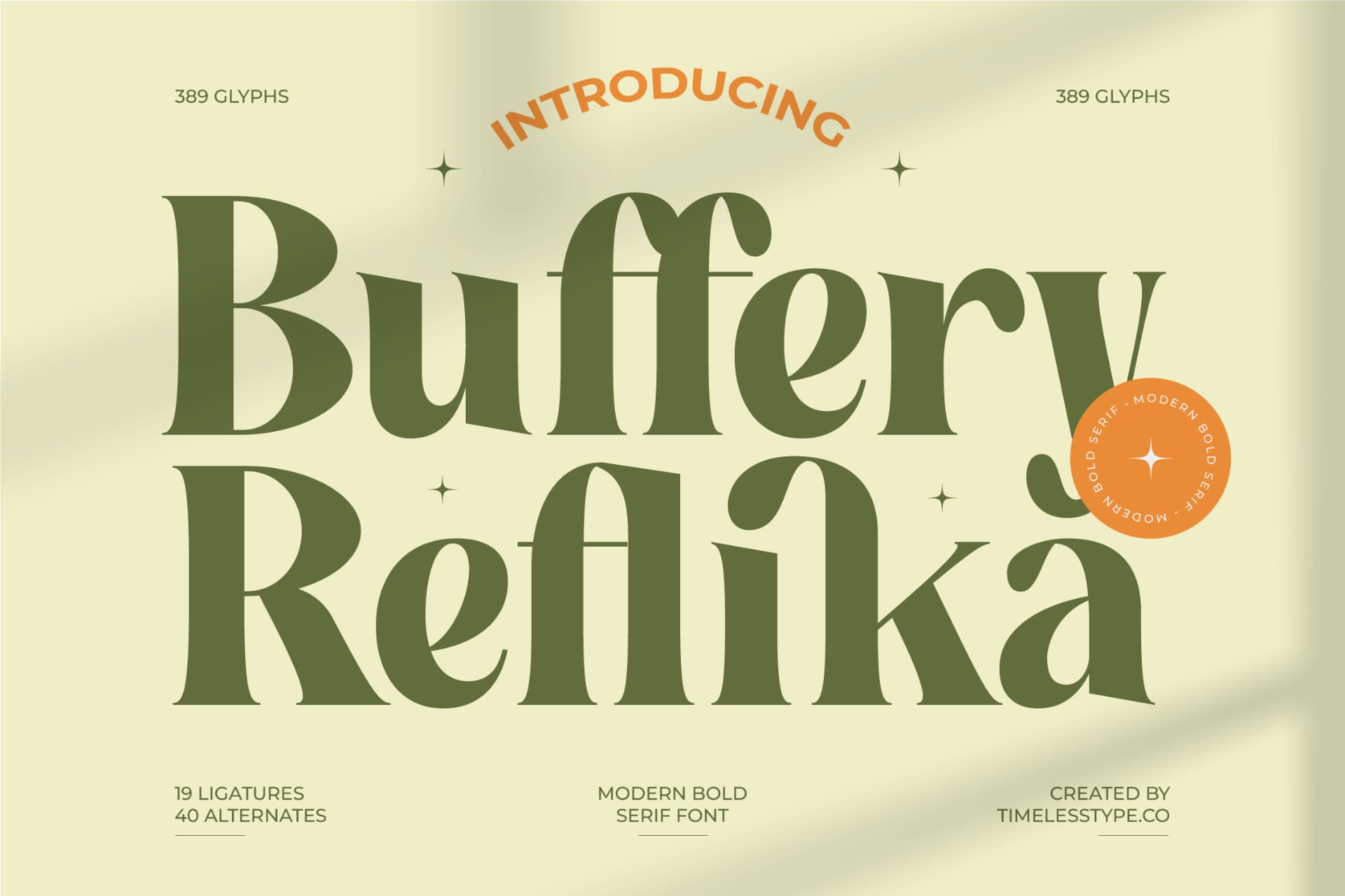 Preview of Buffery Reflika - Modern Bold Serif Font font