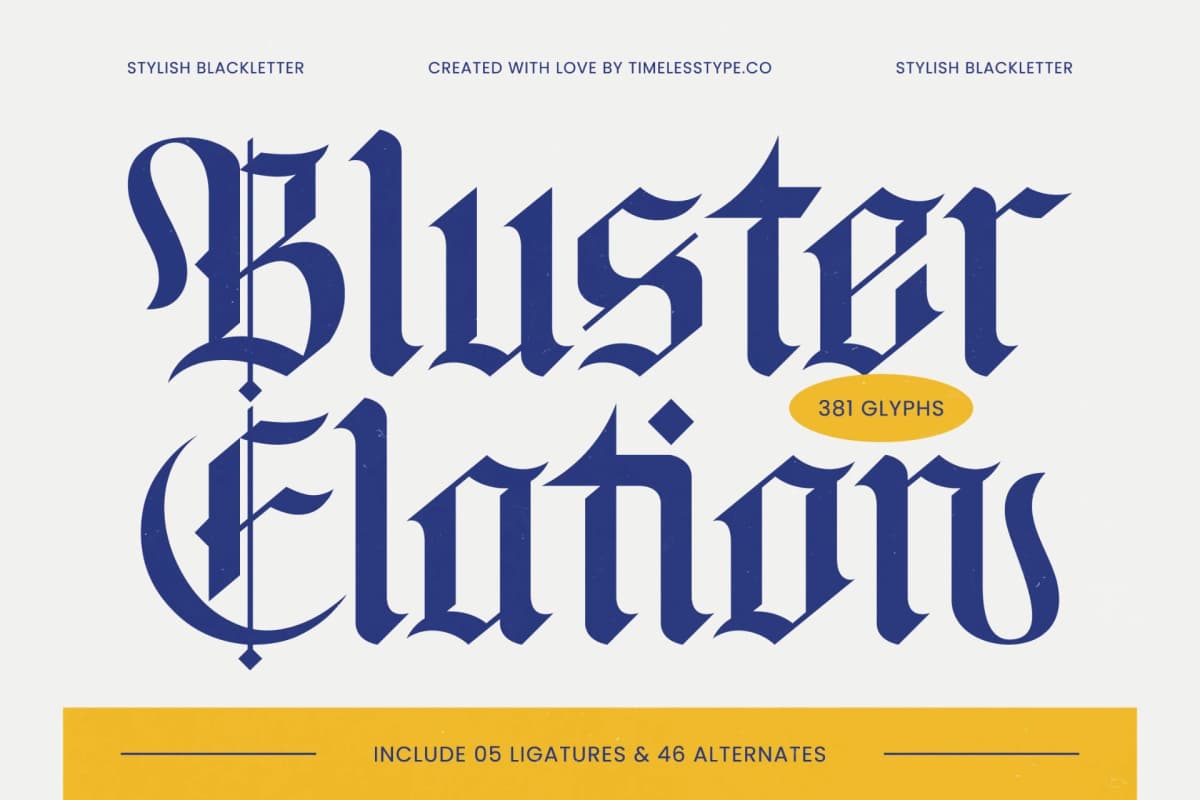 Bluster Elation - Stylish Blackletter Font font preview 1