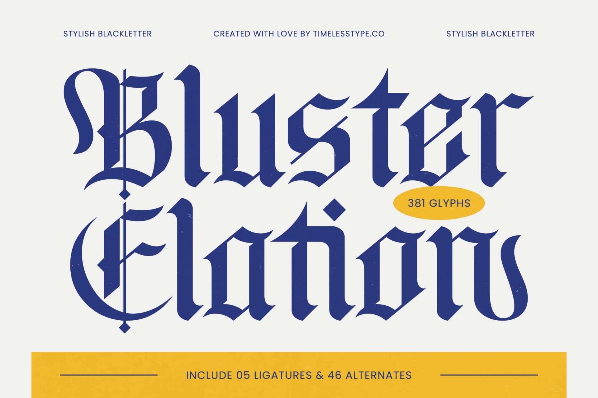 Preview of Bluster Elation - Stylish Blackletter Font font