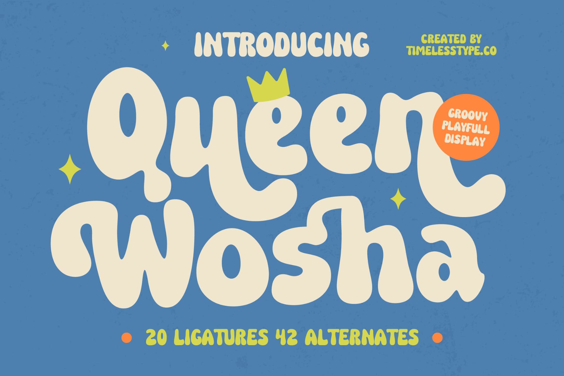 Preview of Queen Wosha - Groovy Playfull Display font