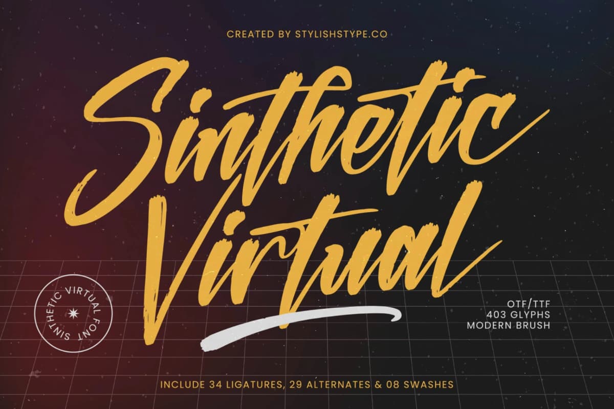 Sinthetic Virtual - Modern Brush Font font preview