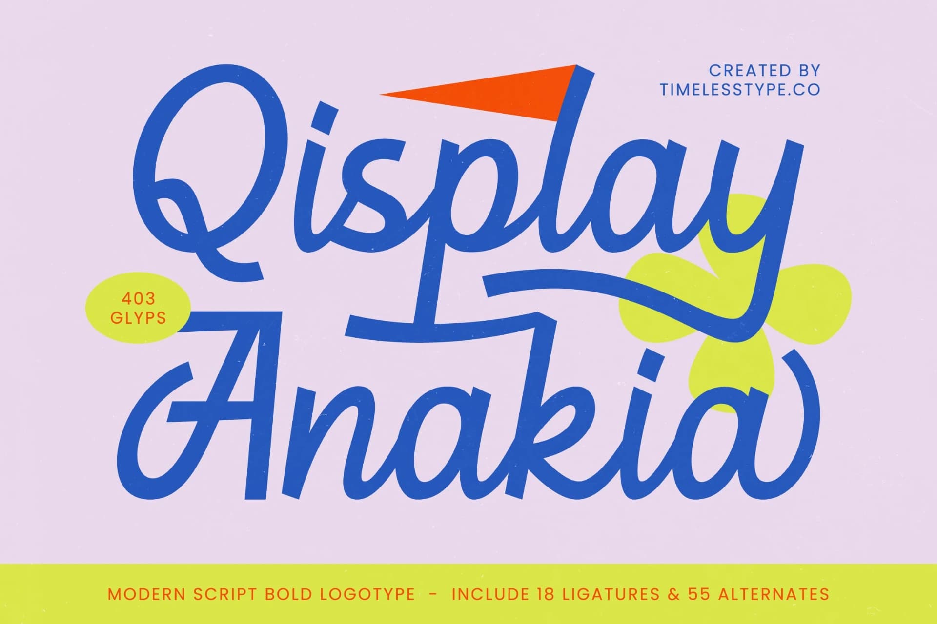 Preview of Qisplay Anakia - Modern Script Bold Logotype font