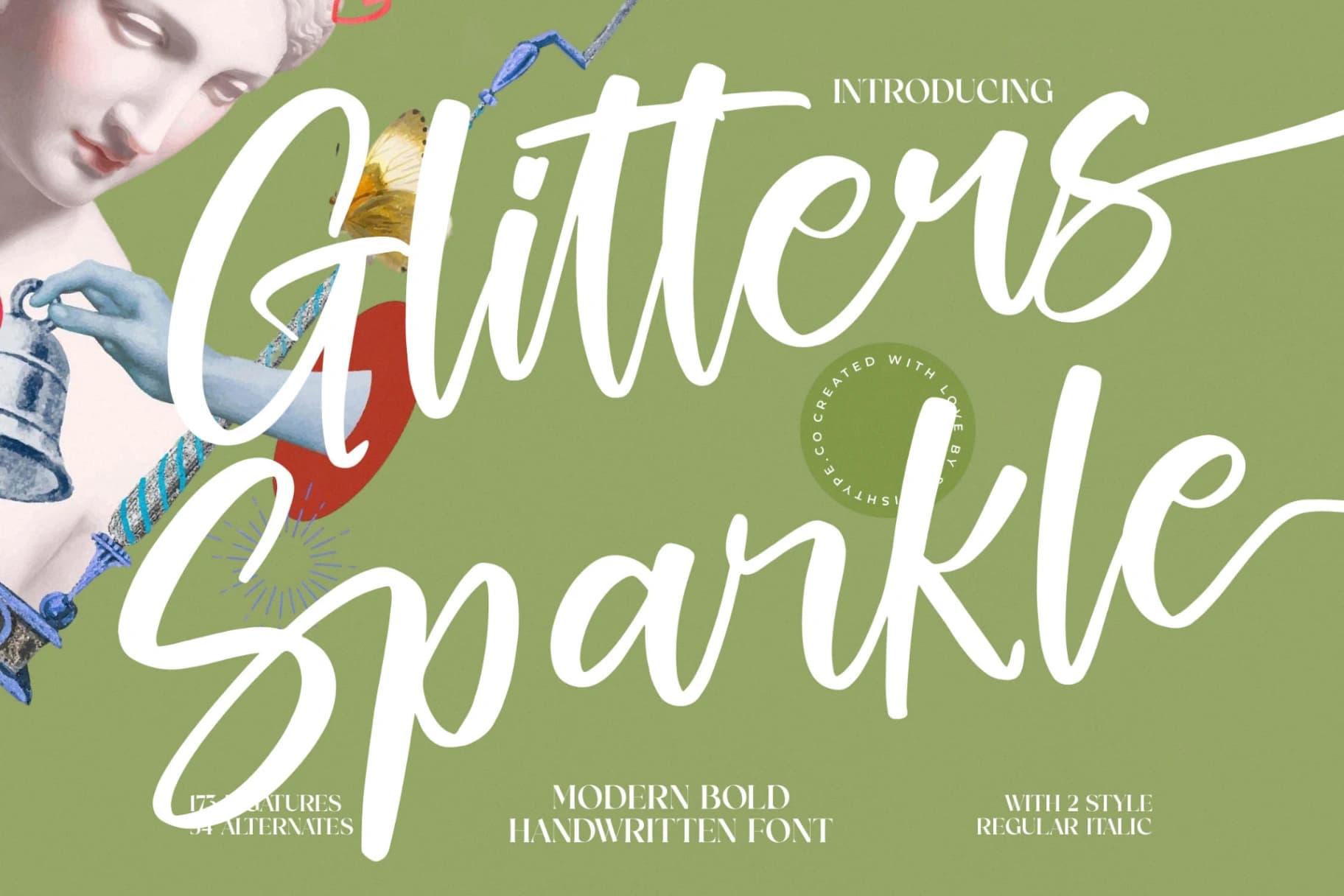 Preview of Glitters Sparkle - Modern Bold Handwritten Font font