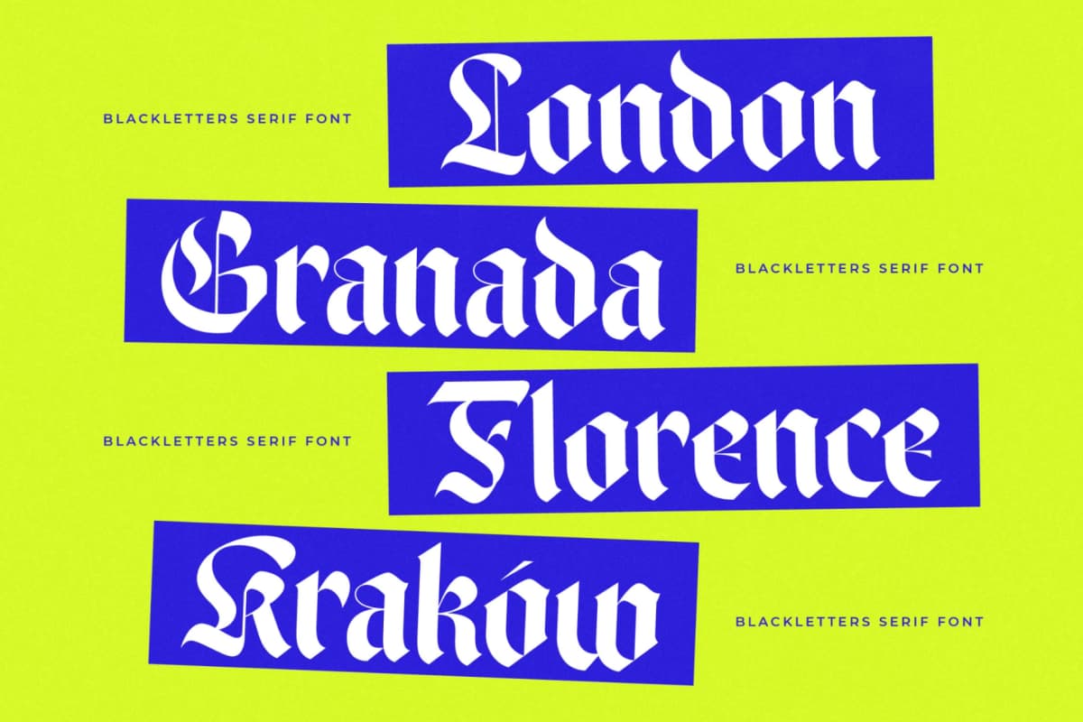 Wilfred Knights - Blackletter Serif Font font preview 6