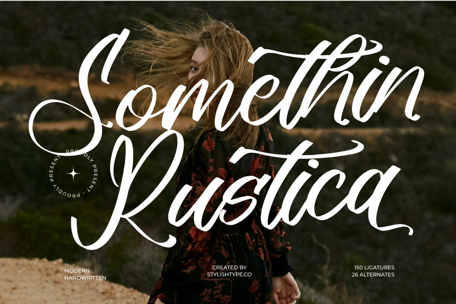 Preview of Somethin Rustica - Modern Handwritten Font font
