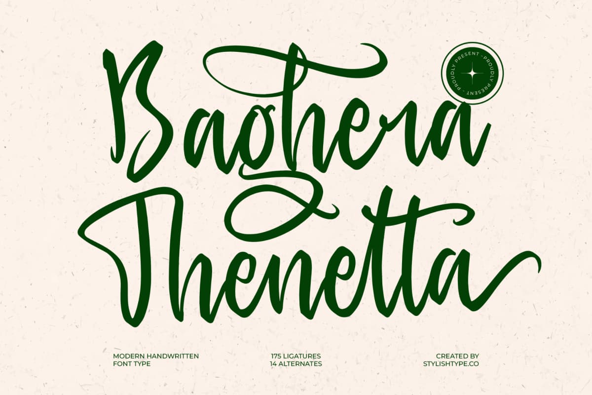 Baghera Thenetta - Modern Handwritten Font font preview