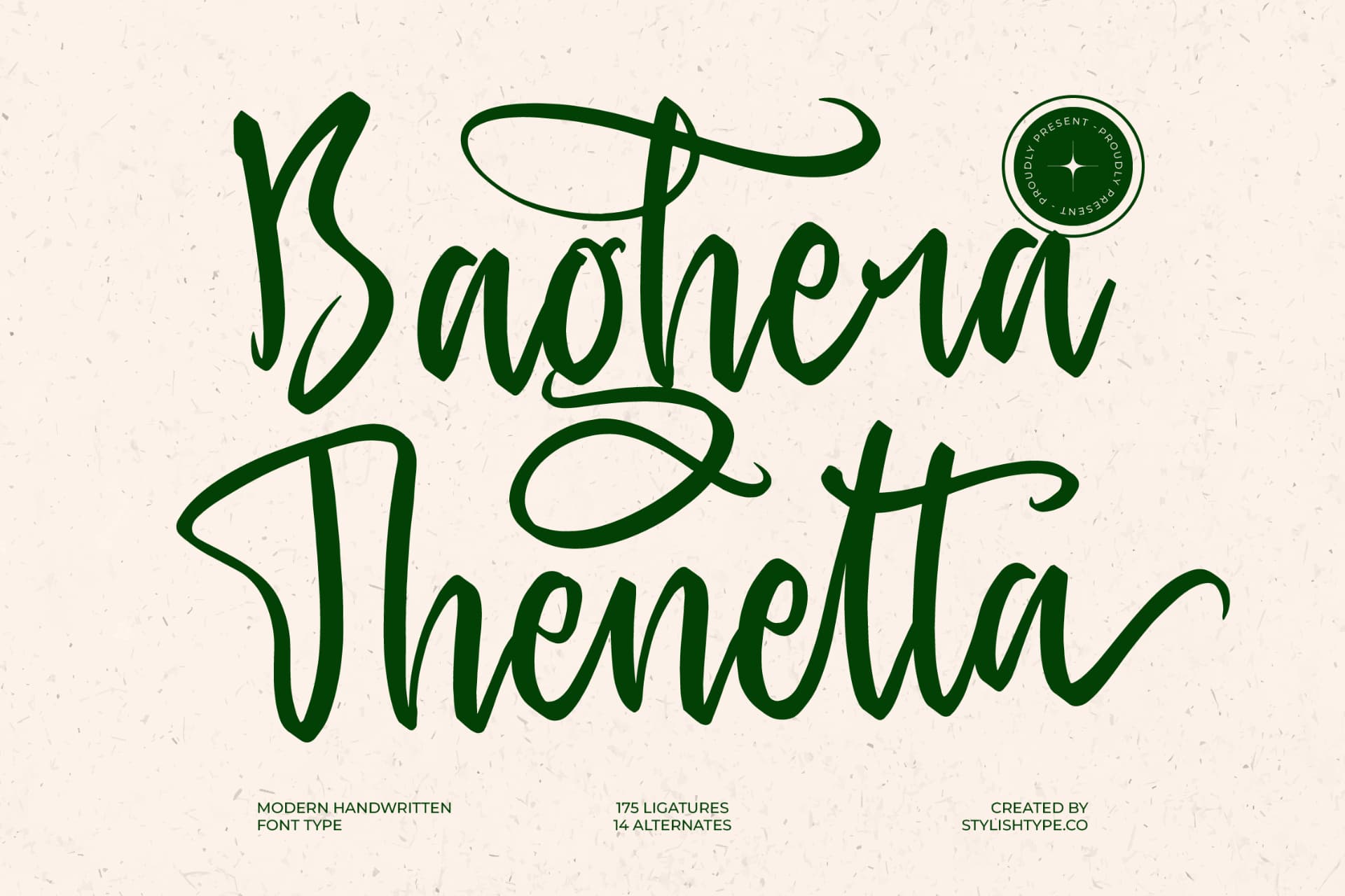 Preview of Baghera Thenetta - Modern Handwritten Font font
