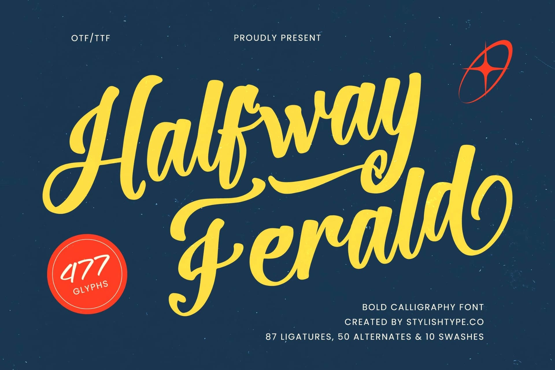 Preview of Halfway Ferald - Bold Calligraphy Font font