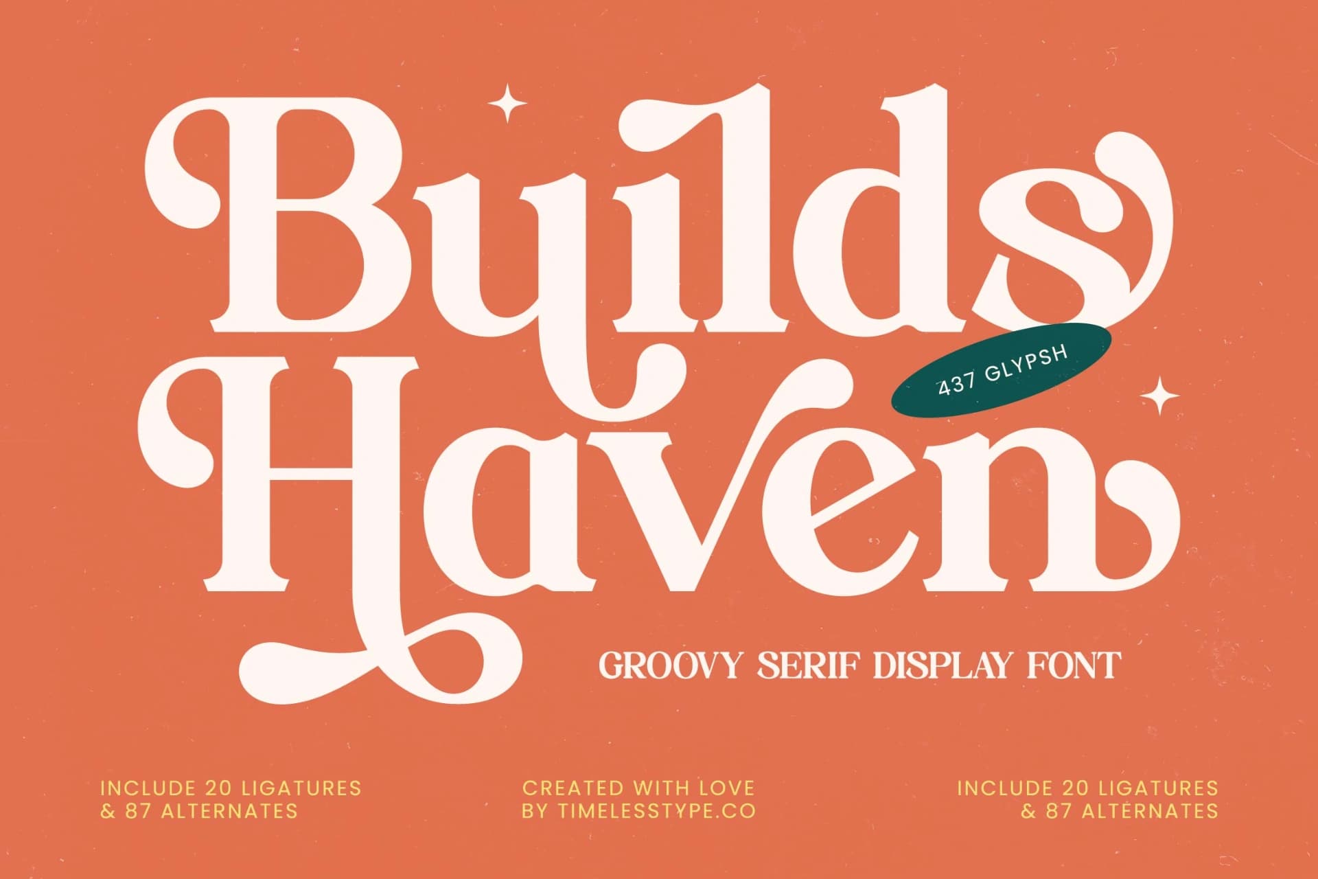 Preview of Builds Haven - Groovy Serif Display Font font
