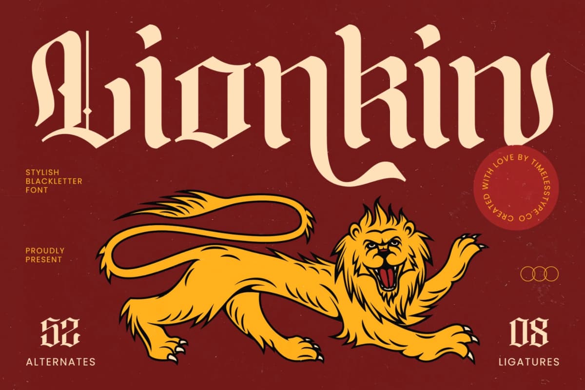 Preview 1 for Lionkin - Stylish Blackletter Font